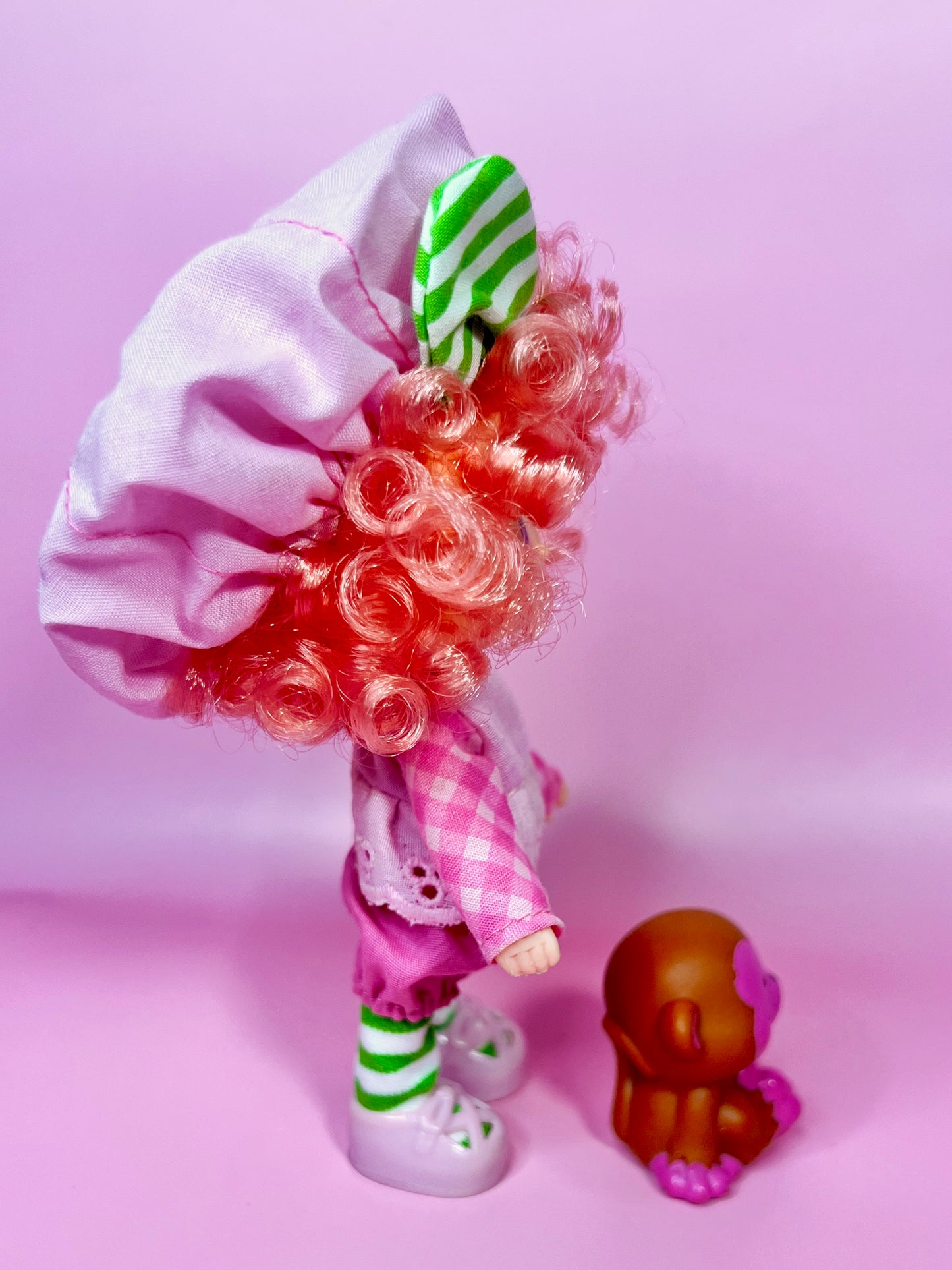 Vintage Raspberry Tart doll with pet Rhubarb Monkey from the 1980s Strawberry Shortcake Series