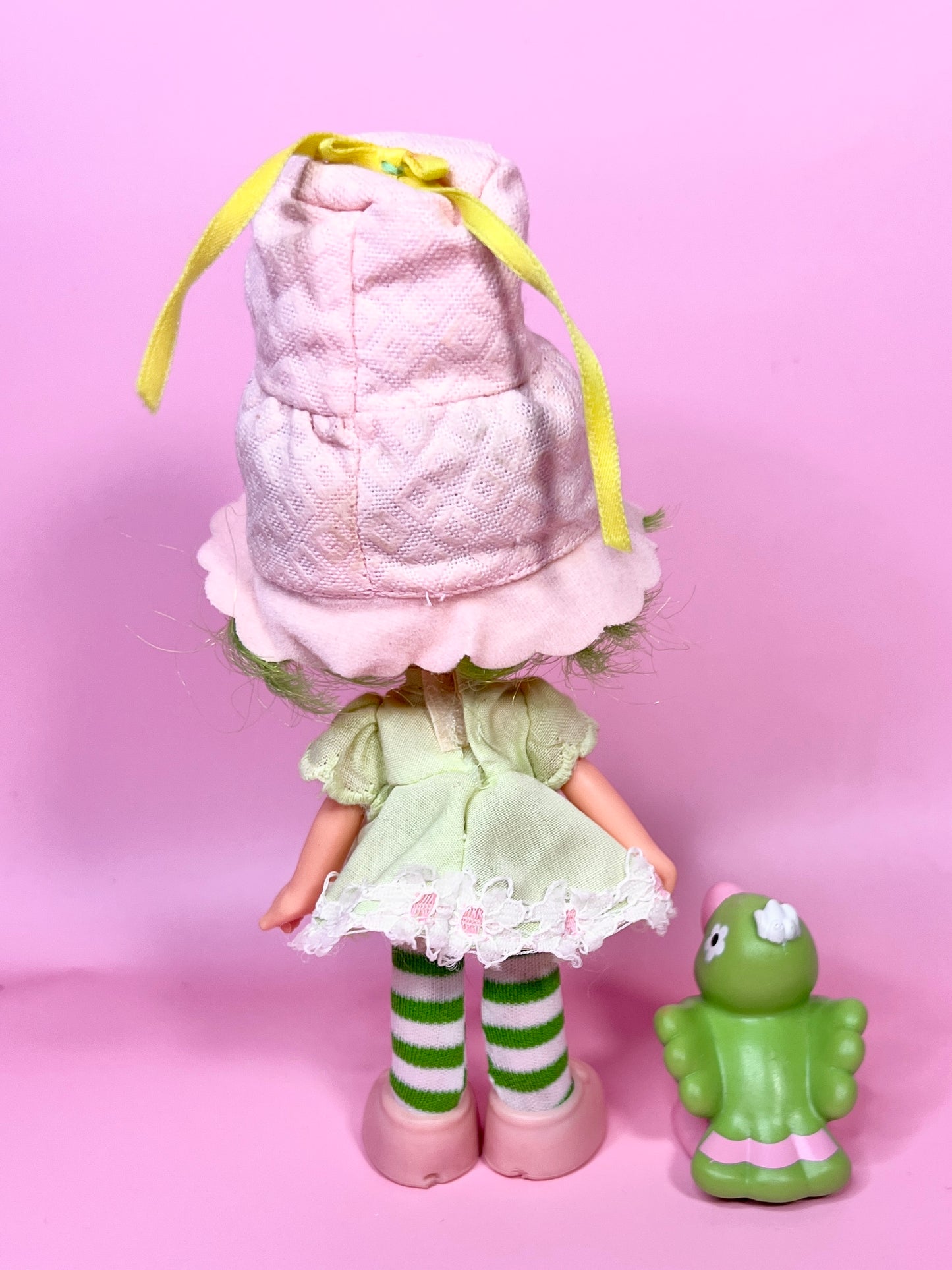 Vintage Lime Chiffon doll with pet Pafait Parrot from the 1980s Strawberry Shortcake Series