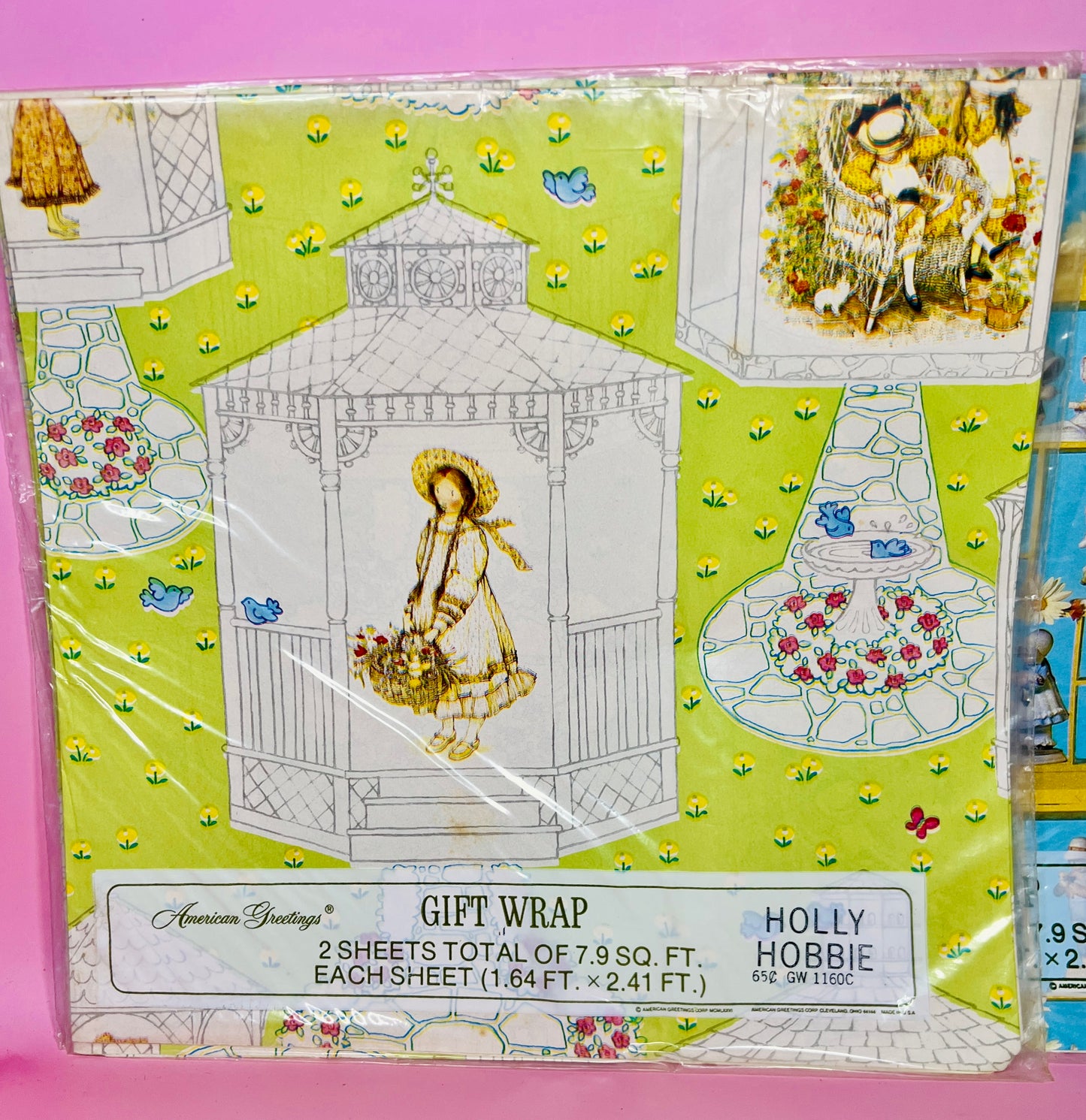 3 Sets of Vintage New Old Stock NOS 1976 Hollie Hobby Wrapping Paper SEALED