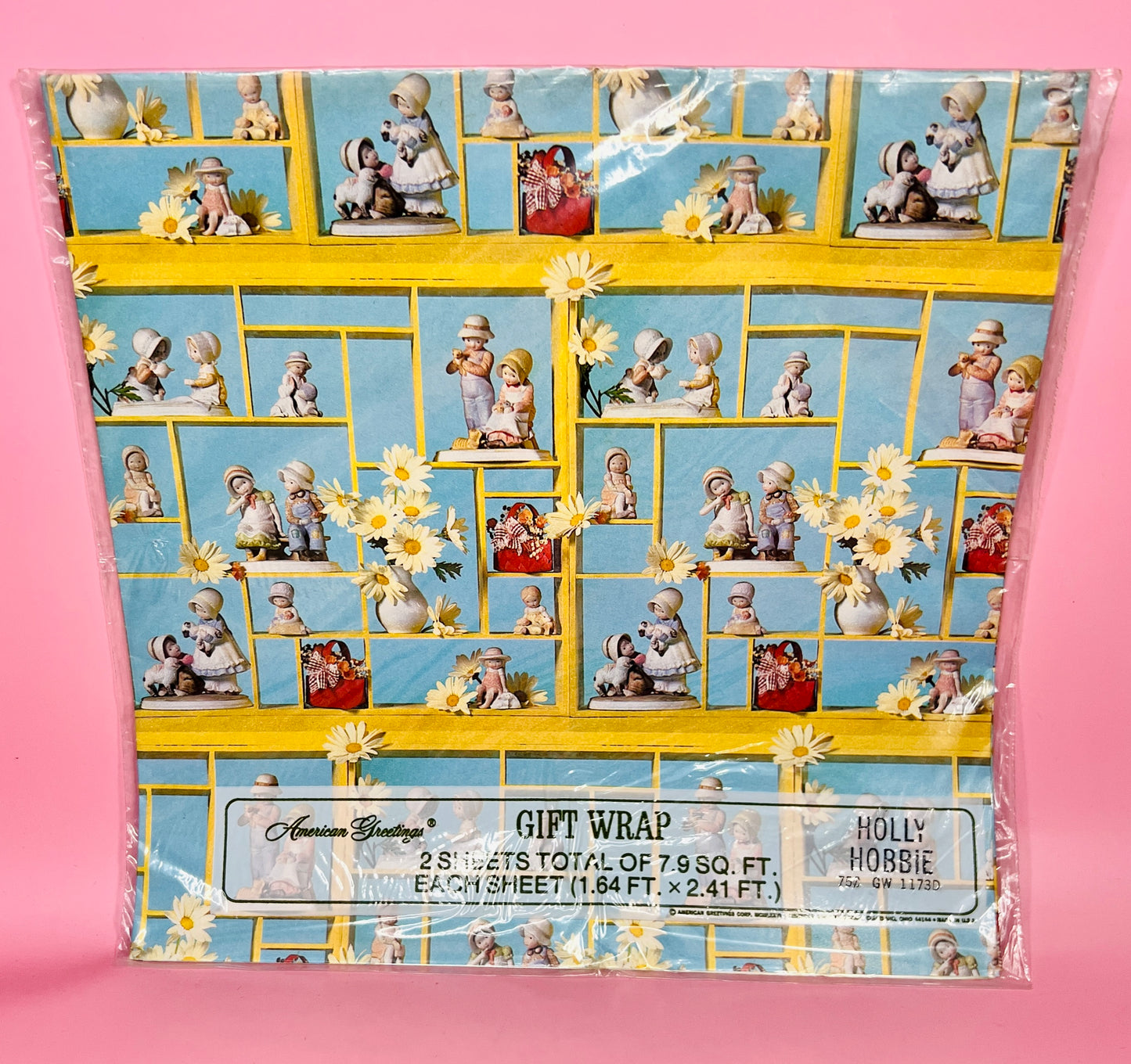 3 Sets of Vintage New Old Stock NOS 1976 Hollie Hobby Wrapping Paper SEALED