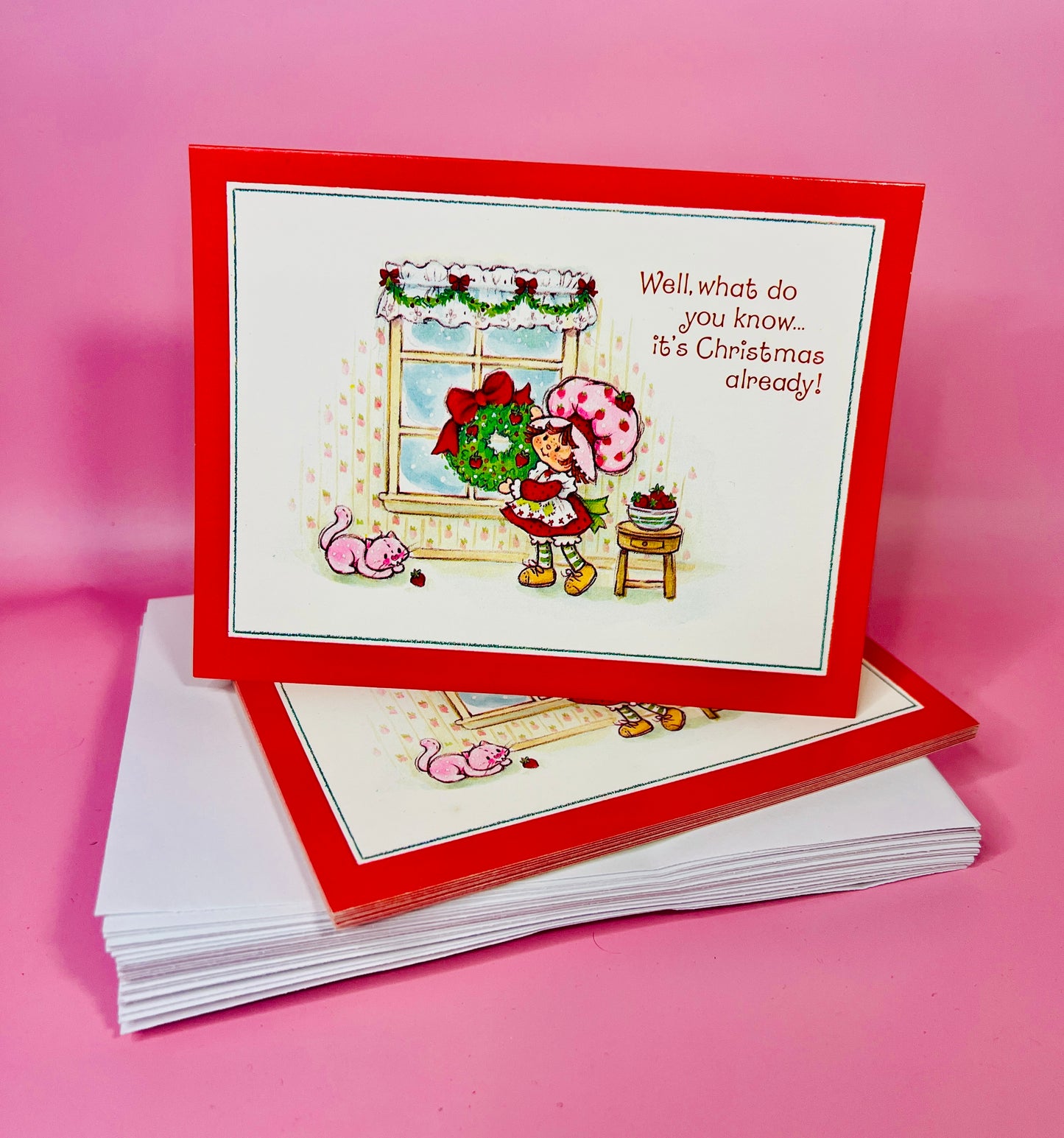 Vintage 1980 Caremark Strawberry Shortcake Christmas Greeting Card Set – 10 Cards