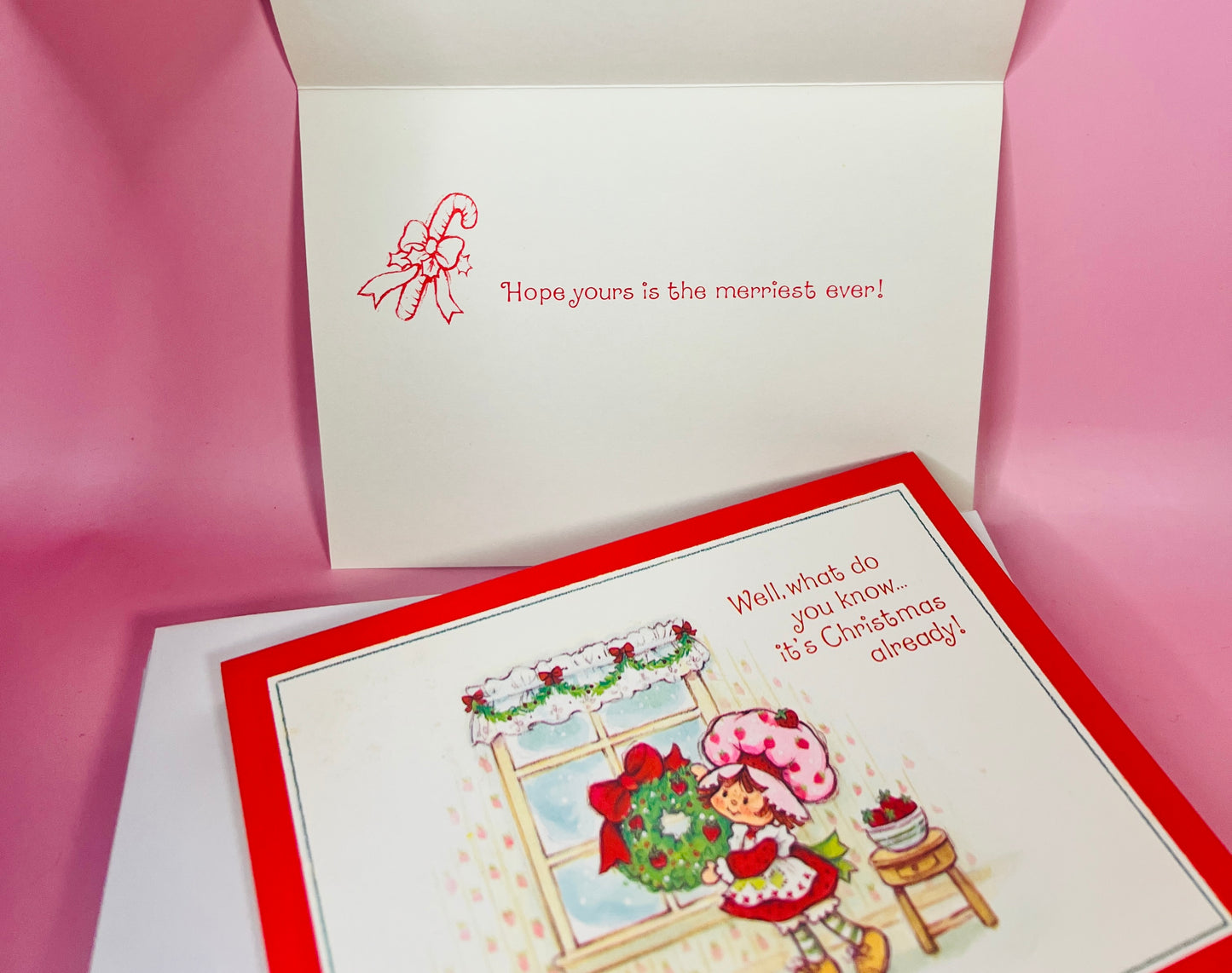 Vintage 1980 Caremark Strawberry Shortcake Christmas Greeting Card Set – 10 Cards