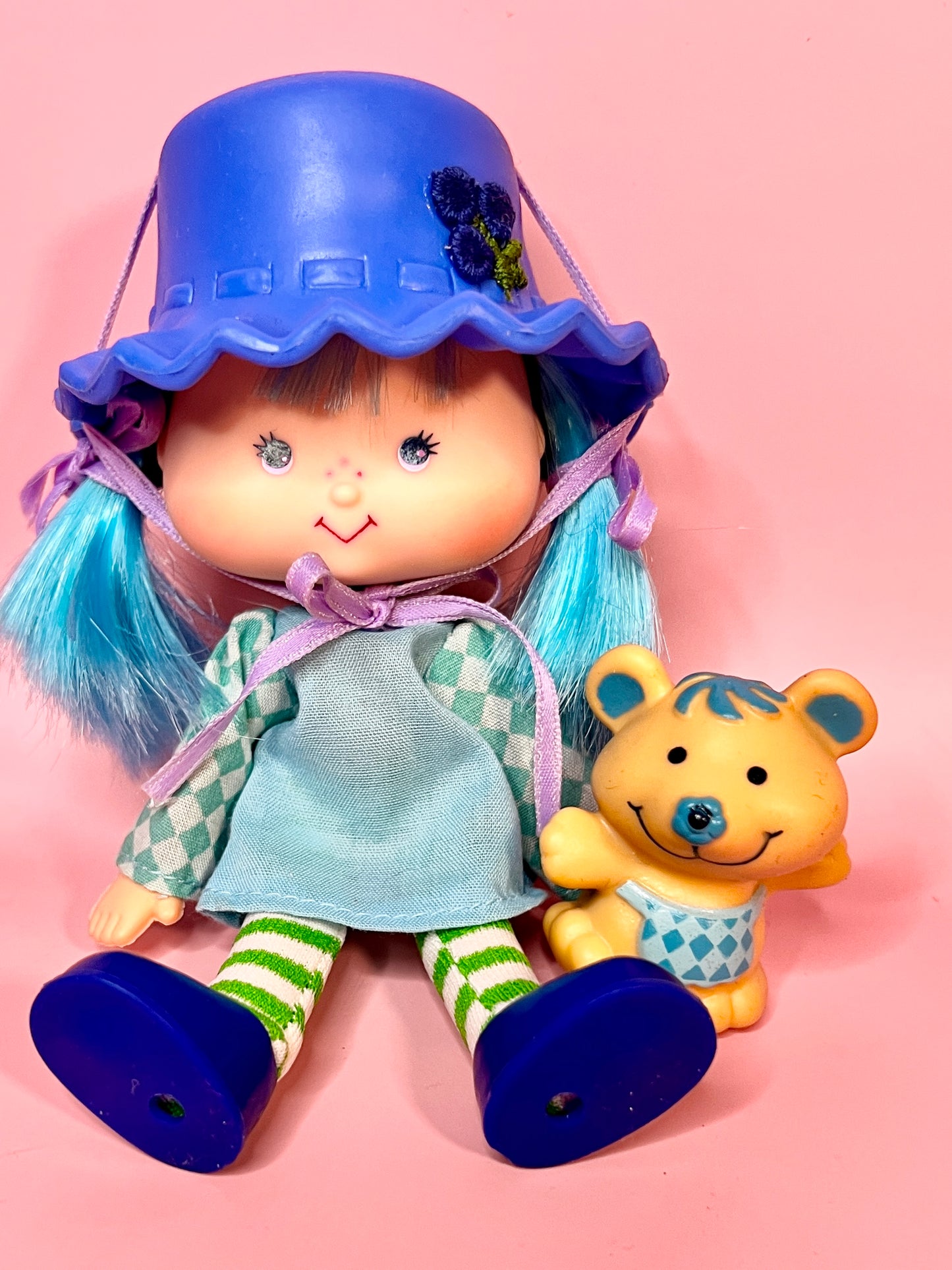 Vintage FIRST EDITION 1979 Strawberry Shortcake Blueberry Muffin Doll with Pet Cheesecake Mouse