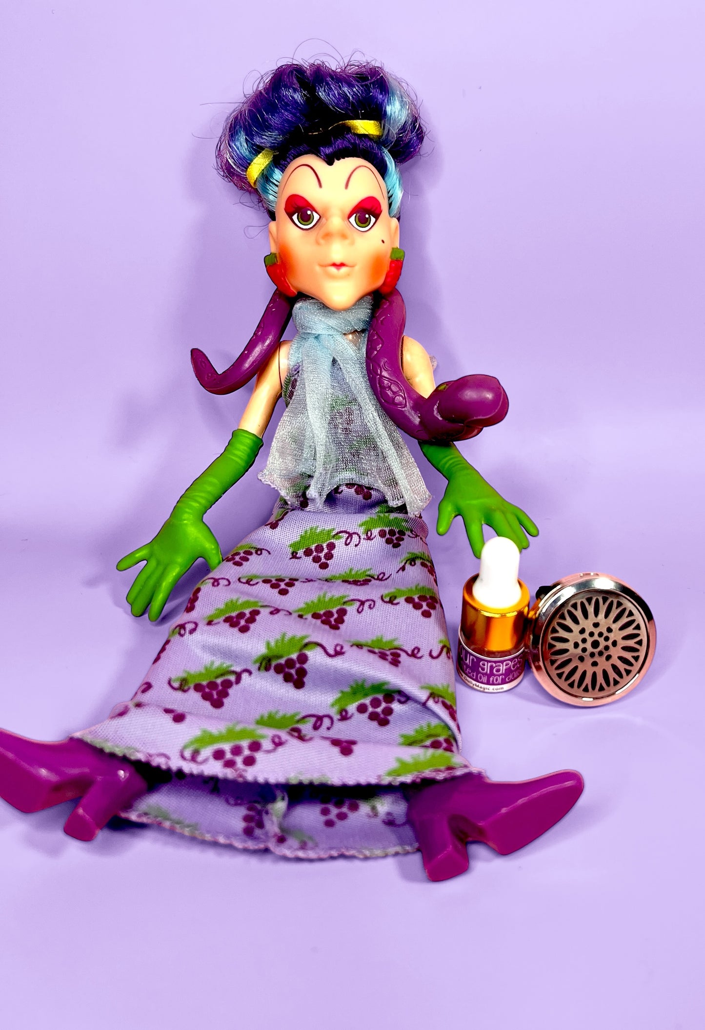 Vintage Sour Grapes doll with pet Dregs Snake from the 1980s Strawberry Shortcake Series