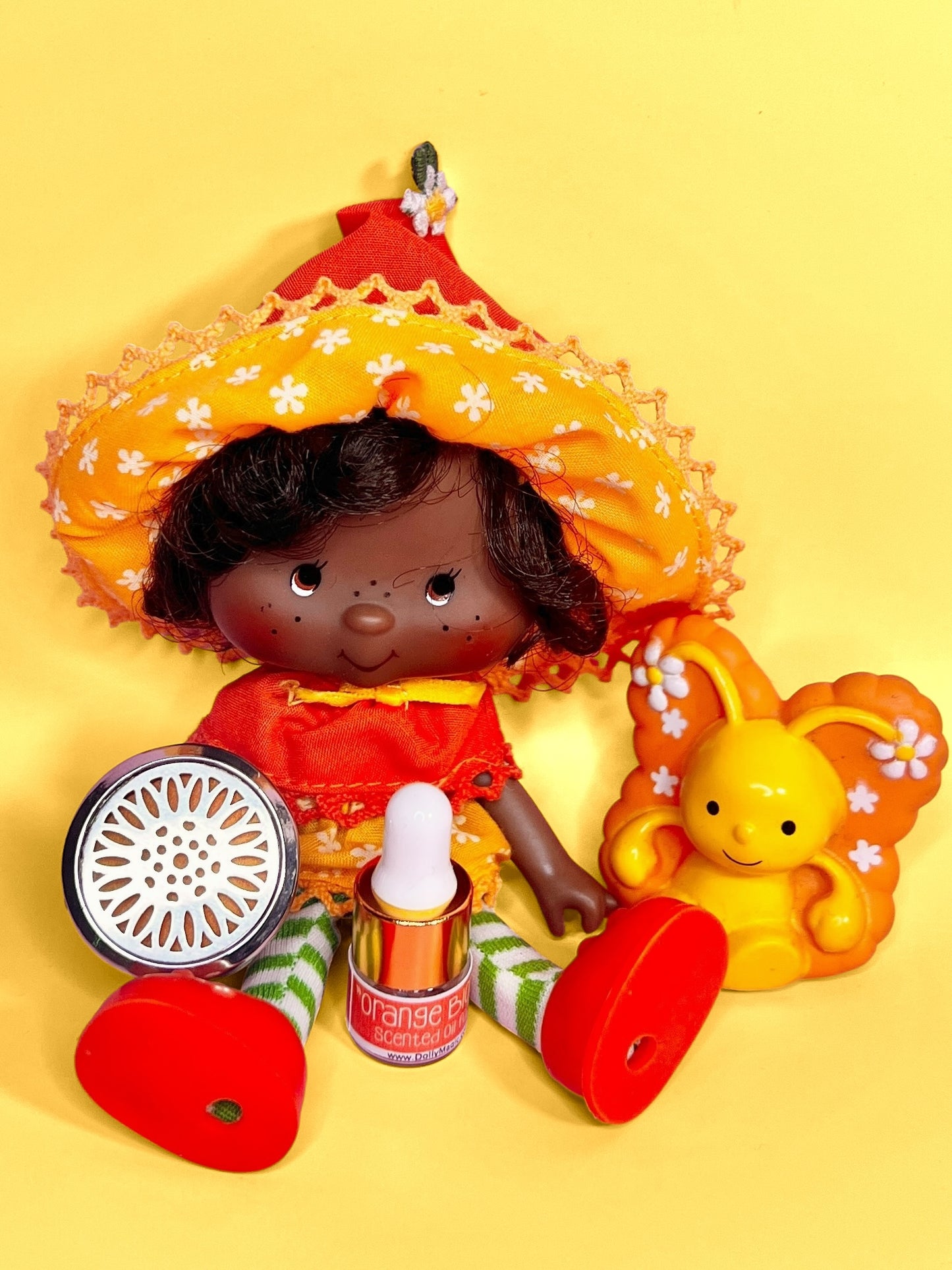 Vintage Orange Blossom doll with pet Marmalade Butterfly from the 1980s Strawberry Shortcake Series