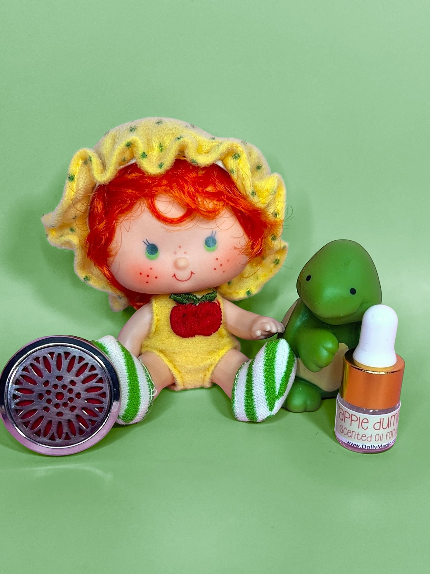 Vintage Apple Dumpling doll with pet Tea Time Turtle from the 1980s Strawberry Shortcake Series