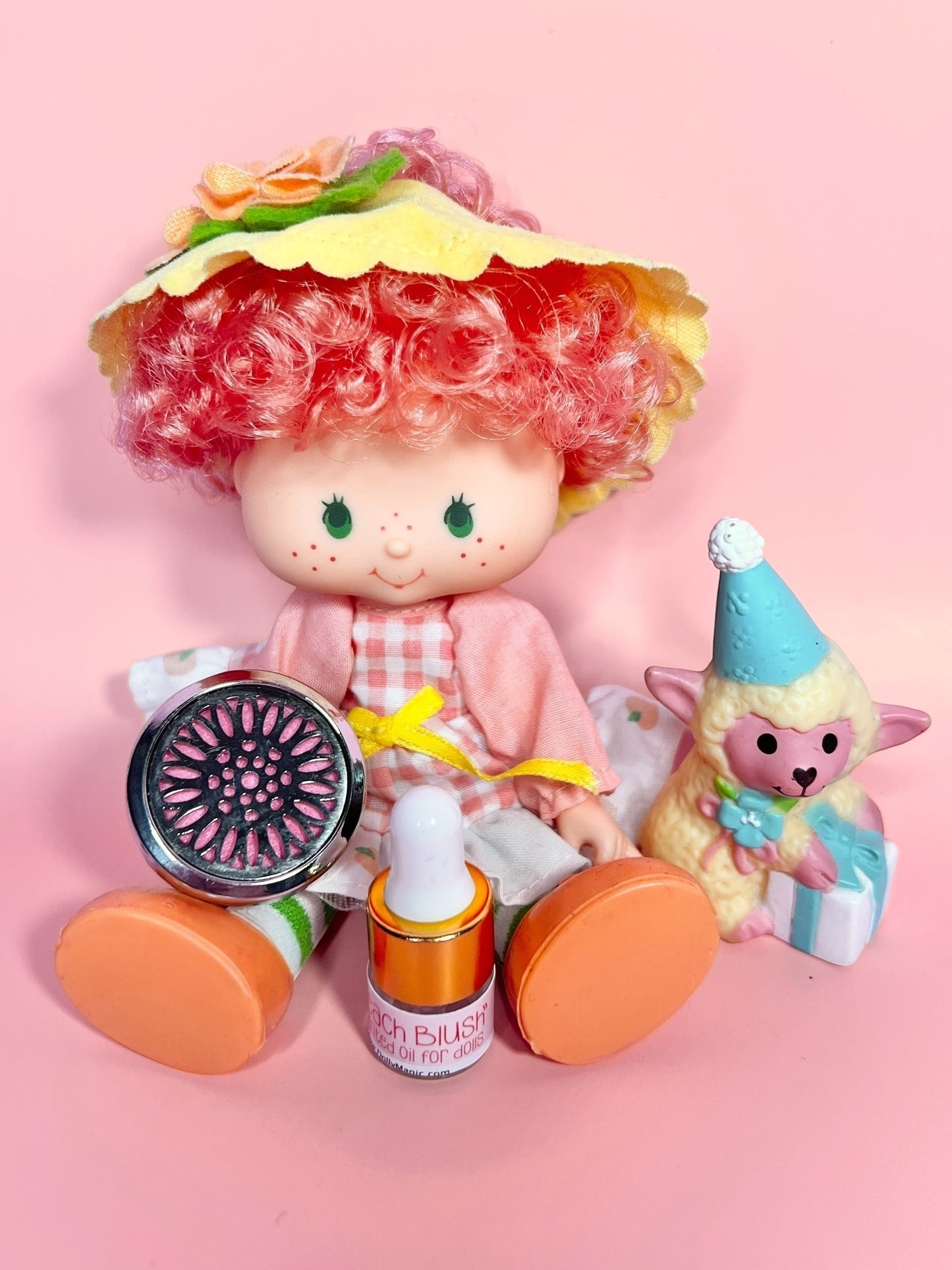 Vintage Peach Blush doll and pet lamb Melonie Belle from the 1980s Strawberry Shortcake Series