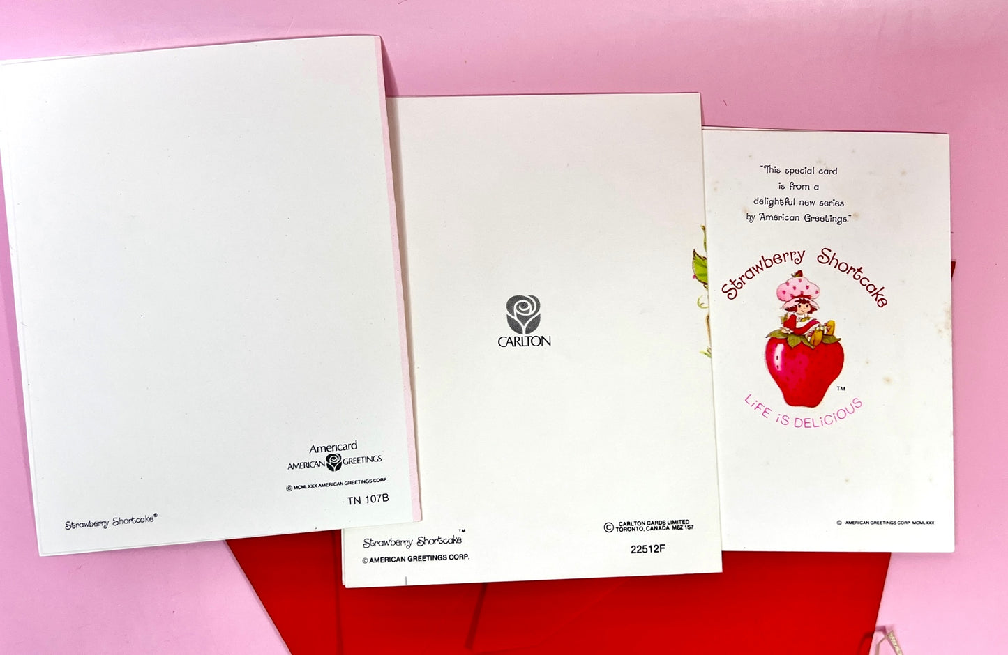 RARE Set of 3 Different Vintage 1980 Unused Strawberry Shortcake Greeting Cards by American Greetings