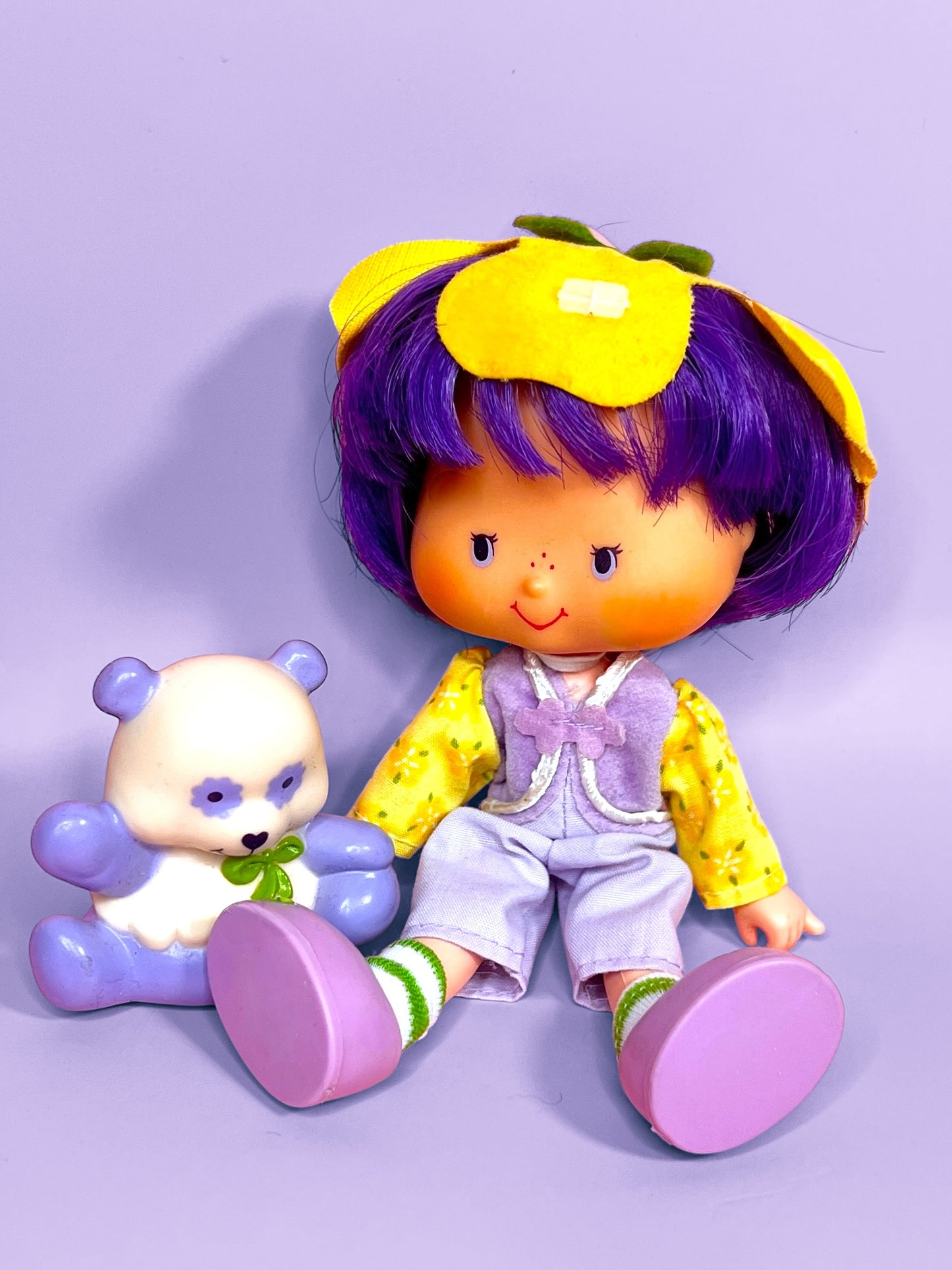 Vintage Almond Tea doll with pet Marzipan Panda from the 1980s Strawberry Shortcake Series