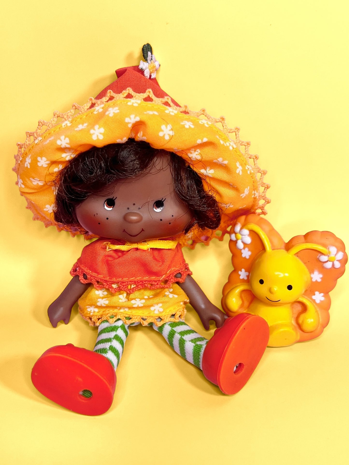 Vintage Orange Blossom doll with pet Marmalade Butterfly from the 1980s Strawberry Shortcake Series