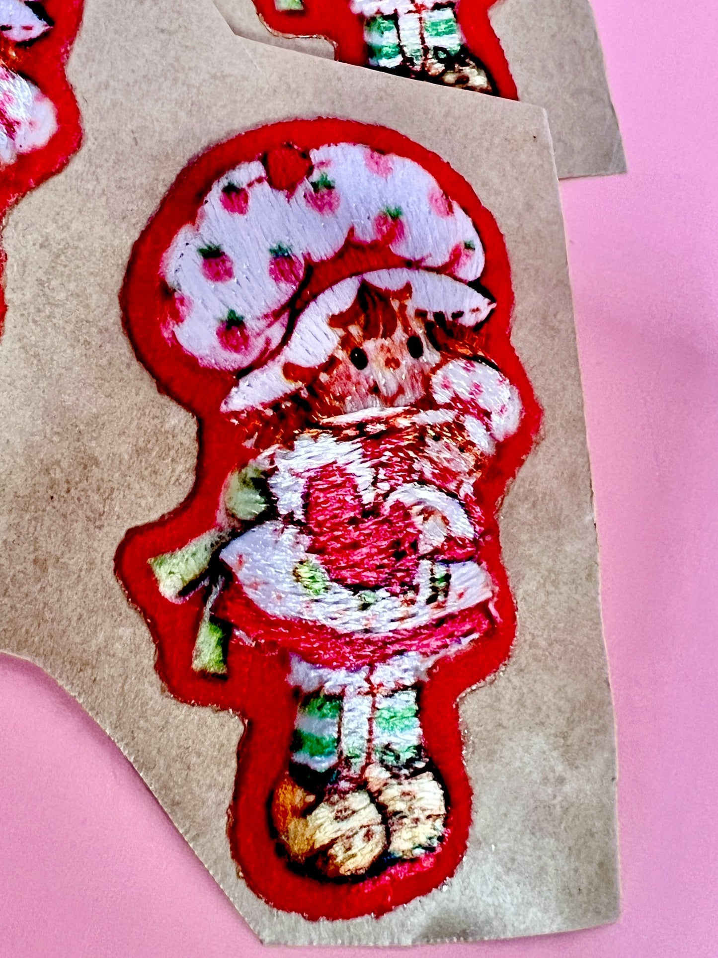 RARE Set of 10 Vintage Early 1980s Strawberry Shortcake Embroidered Iron On Patches (2 designs)