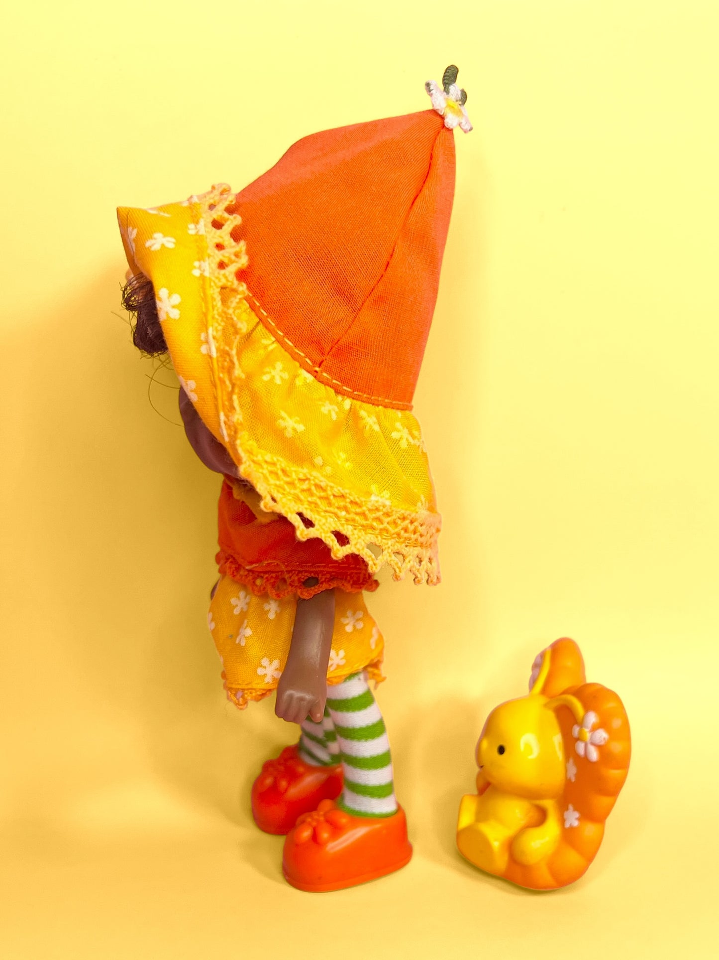 Vintage Orange Blossom doll with pet Marmalade Butterfly from the 1980s Strawberry Shortcake Series