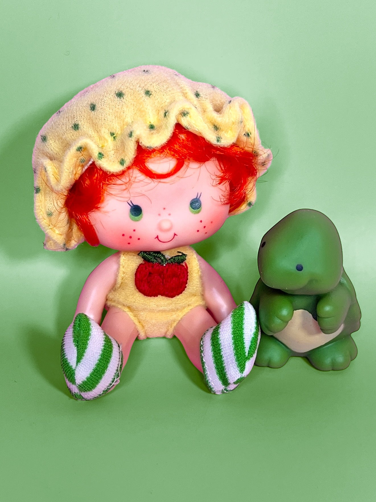 Vintage Apple Dumpling doll with pet Tea Time Turtle from the 1980s Strawberry Shortcake Series