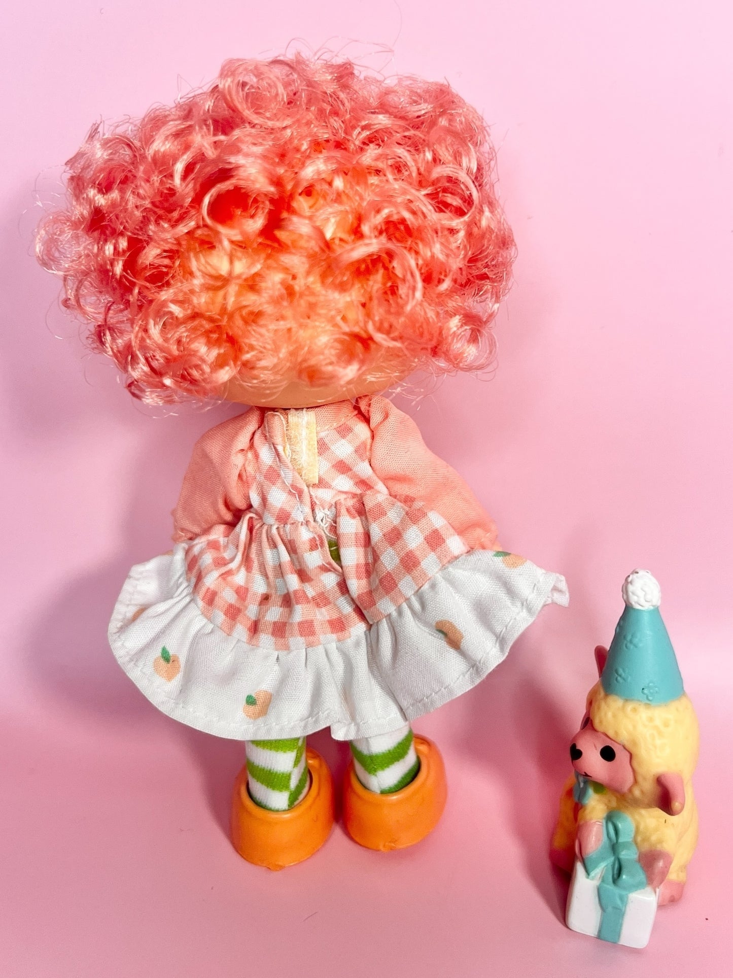 Vintage Peach Blush doll and pet lamb Melonie Belle from the 1980s Strawberry Shortcake Series