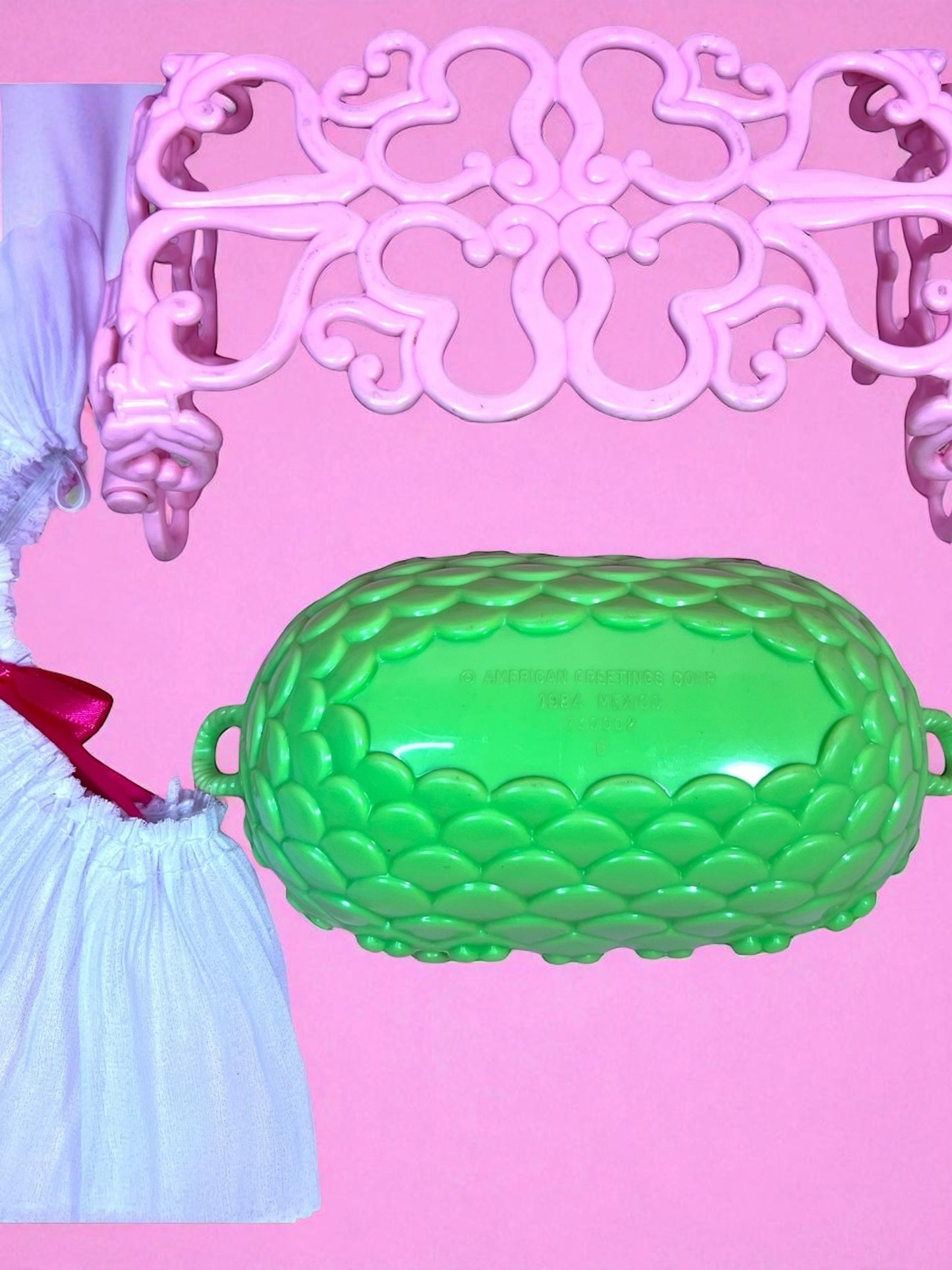 Vintage Strawberry Shortcake Baby Cradle Bassinet from the 1980s Strawberry Shortcake Series