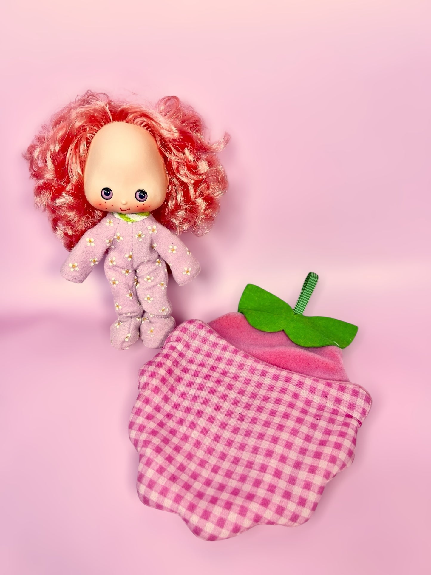 Vintage Raspberry Tart Sweet Sleeper doll with Sleeping Bag from the 1980s Strawberry Shortcake Series