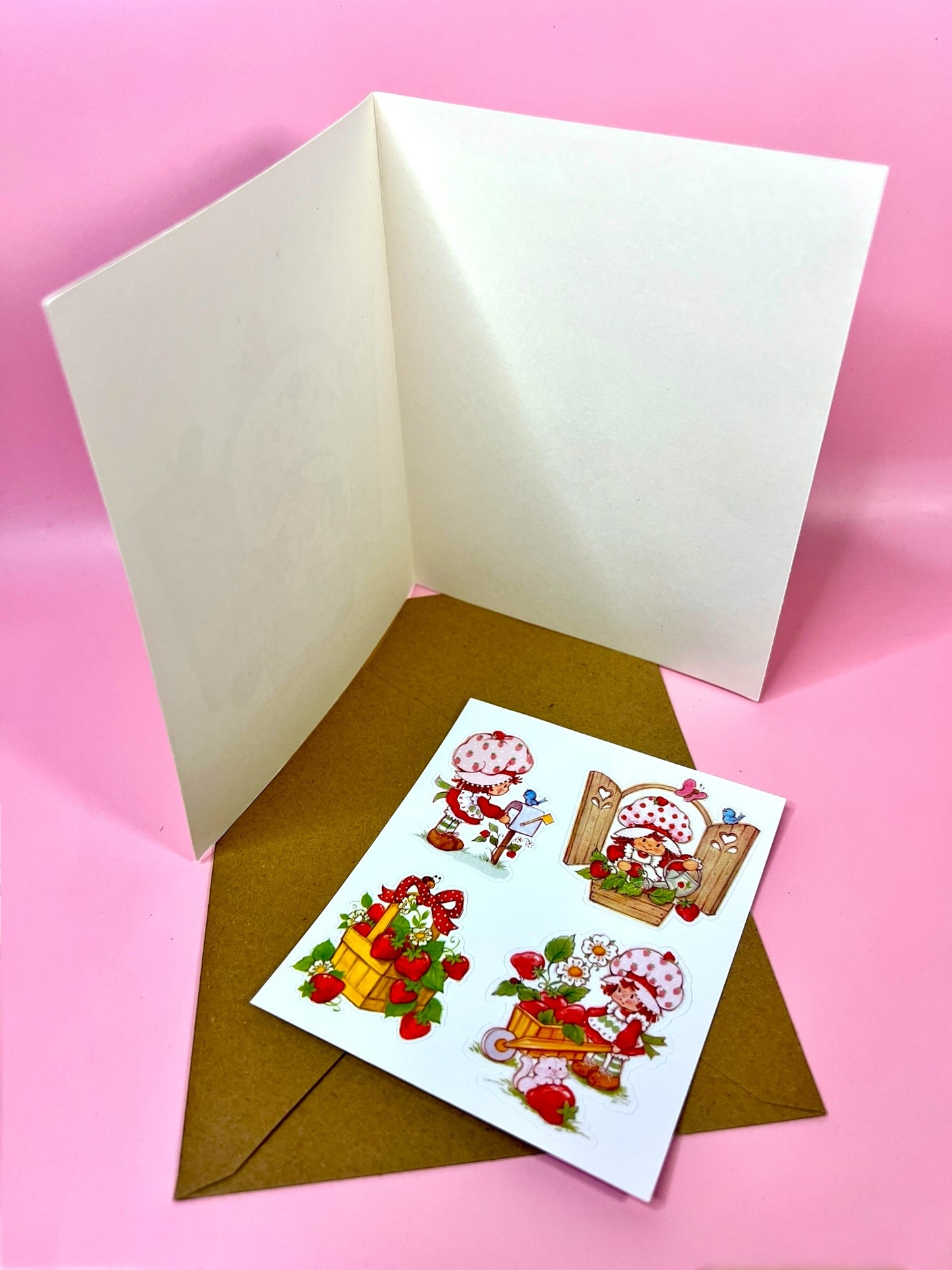 Vintage 1981 Strawberry Shortcake Greeting Card by American Greetings with Sticker Sheet