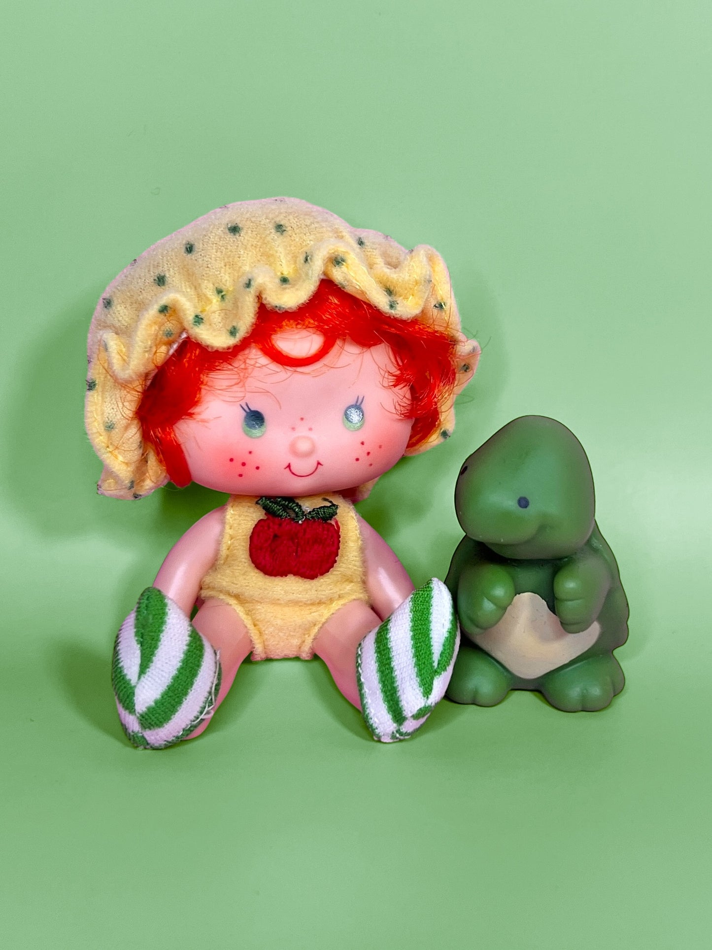 Vintage Apple Dumpling doll with pet Tea Time Turtle from the 1980s Strawberry Shortcake Series