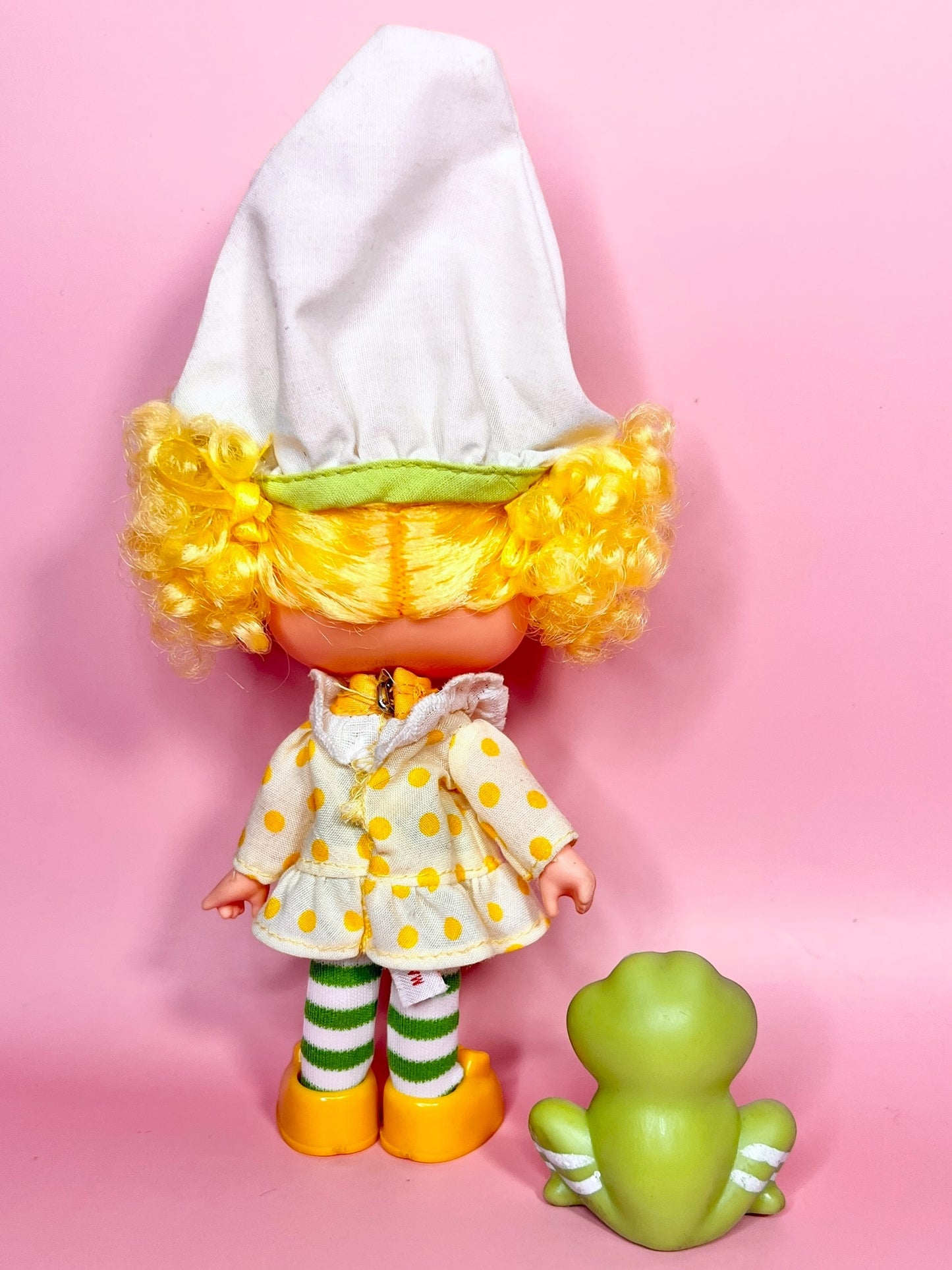 Vintage Lemon Meringue doll with pet Frappe Frog from the 1980s Strawberry Shortcake Series