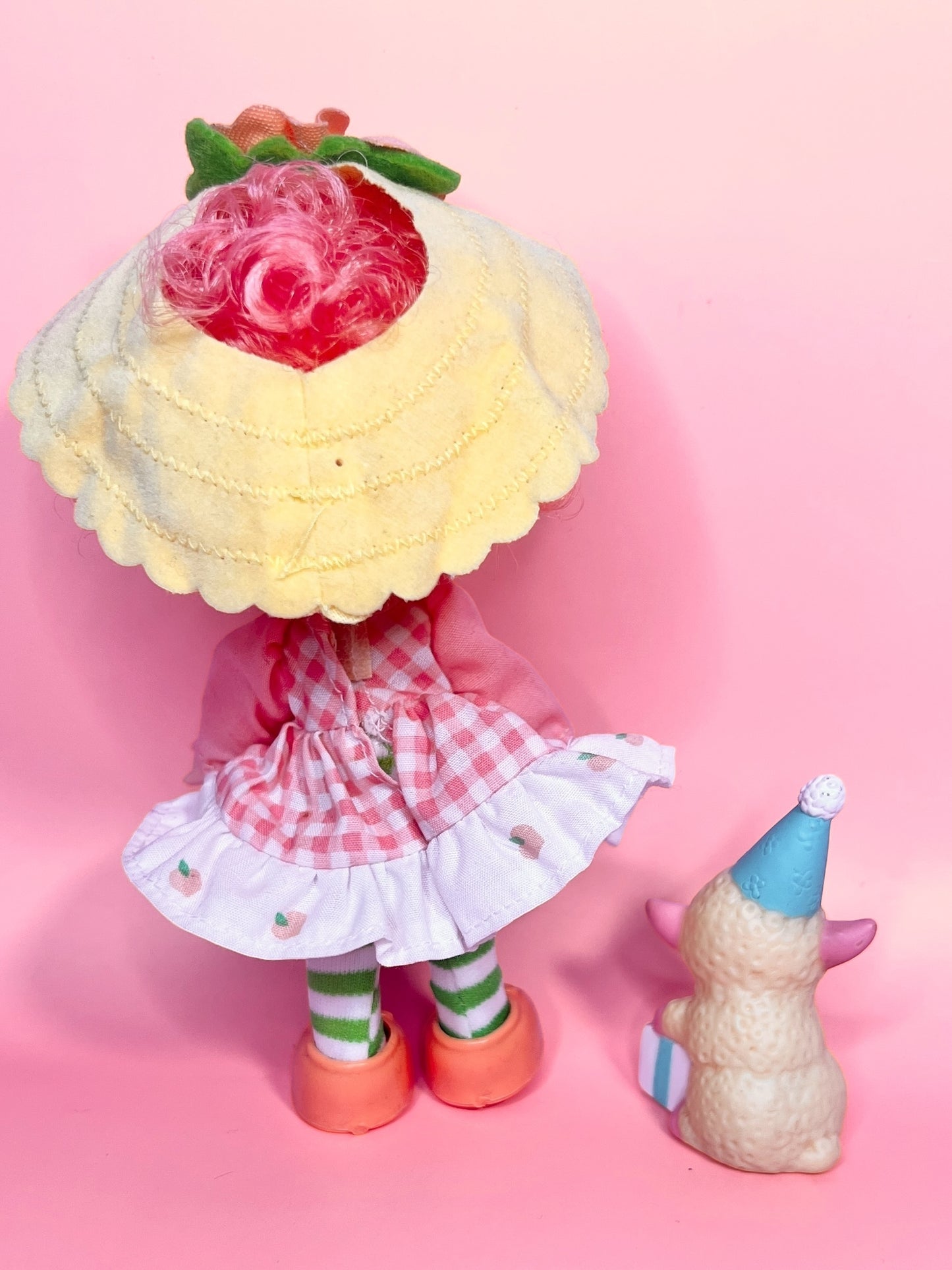 Vintage Peach Blush doll and pet lamb Melonie Belle from the 1980s Strawberry Shortcake Series