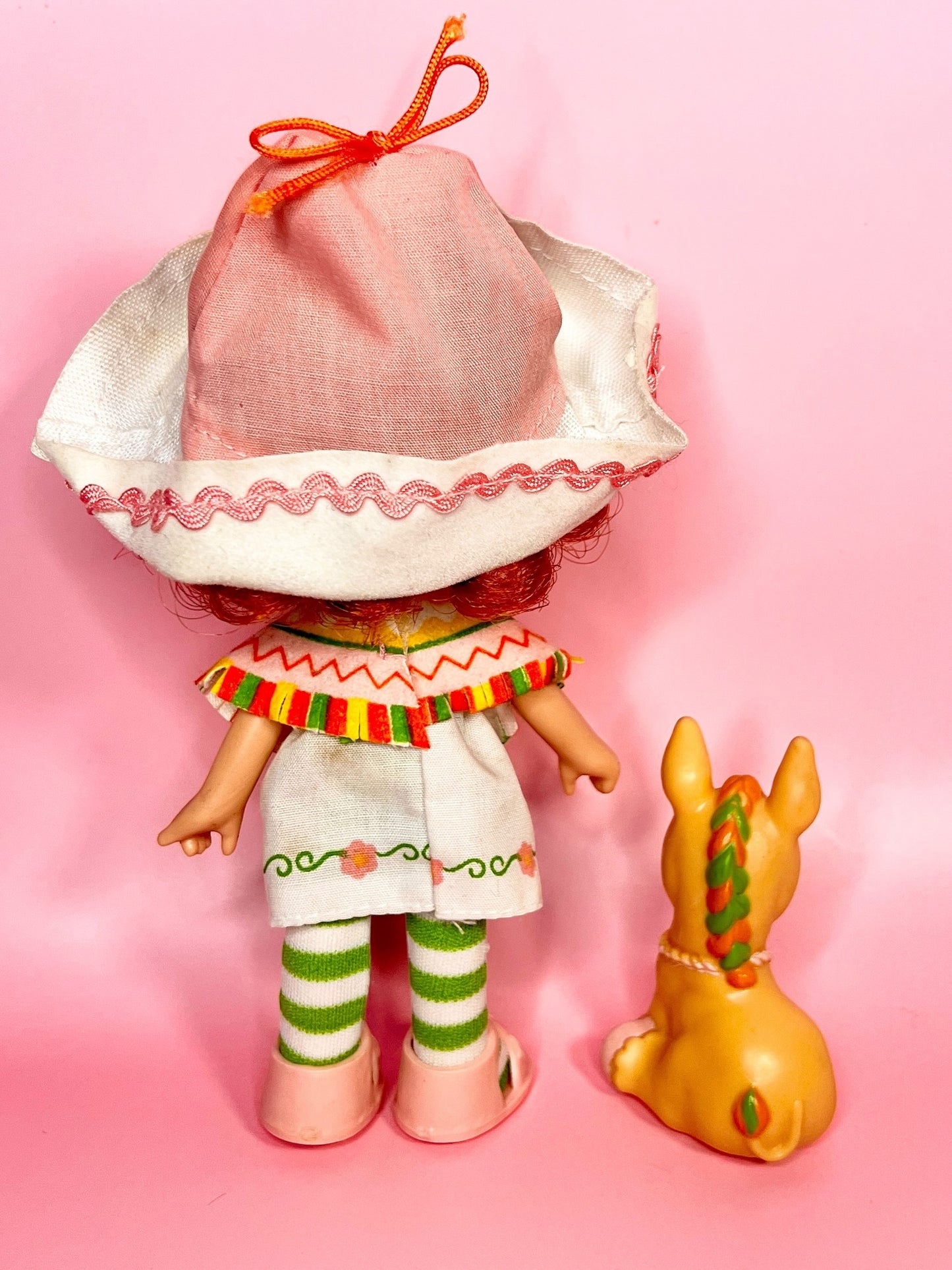 Vintage Cafe Ole doll with pet Burrito Donkey, from the 1980s Strawberry Shortcake Series