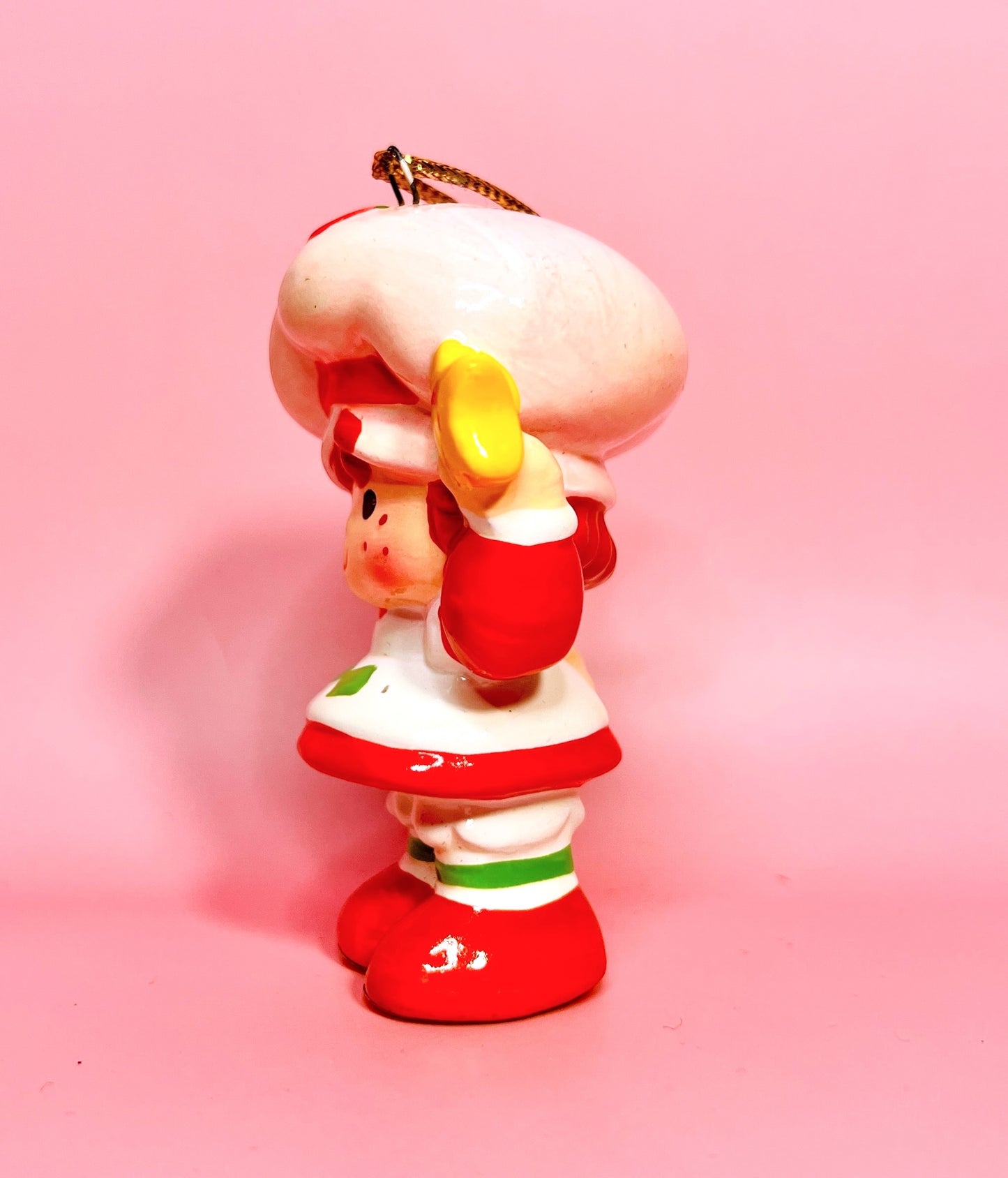 1982 Vintage Strawberry Shortcake Ceramic Christmas Ornament: Strawberry Herself With a Star