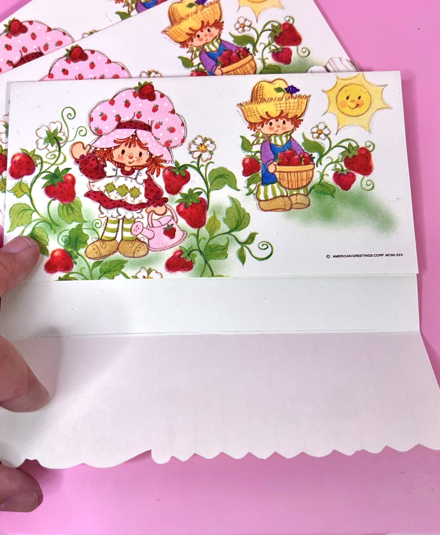 RARE Set of 3 Vintage 1980 Strawberry Shortcake Unused Postalette Cards