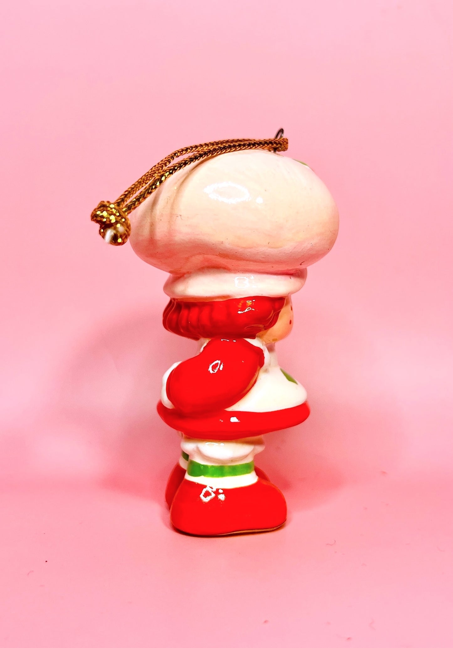 1982 Vintage Strawberry Shortcake Ceramic Christmas Ornament: Strawberry Herself With a Star