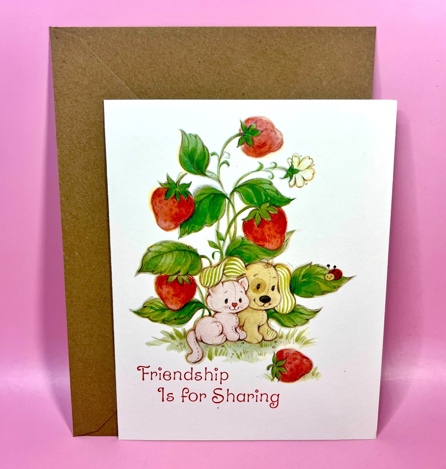 Set of 5 Vintage 1981 Unused Strawberry Shortcake Friendship Greeting Cards & Stickers by American Greetings