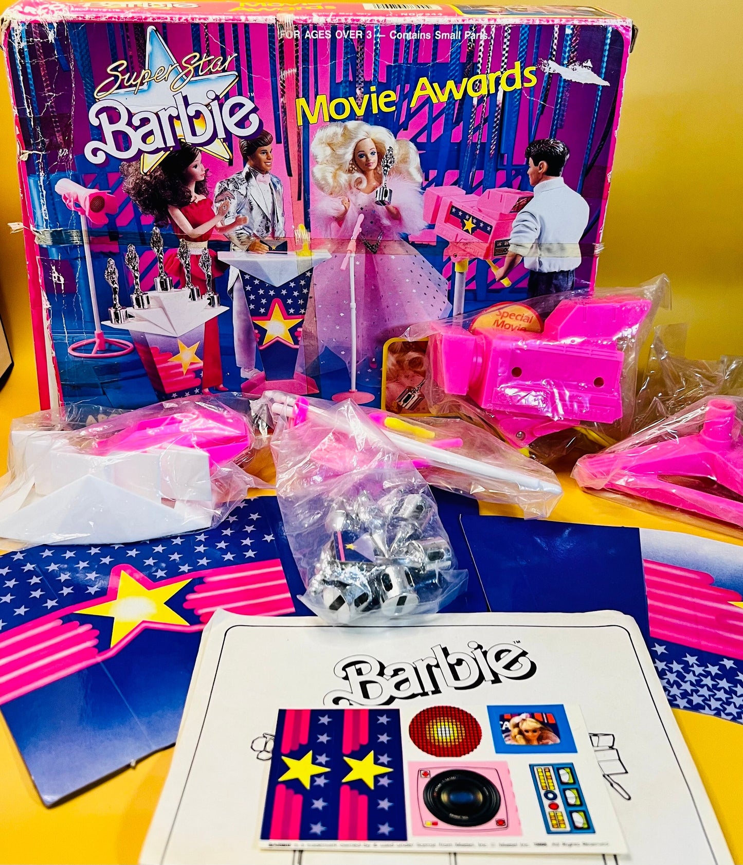 Vintage 1988 "SuperStar Barbie" Movie Awards Playset - 100% Complete and Never Assembled (Open Box but Sealed Bags)! - Dolly Magic