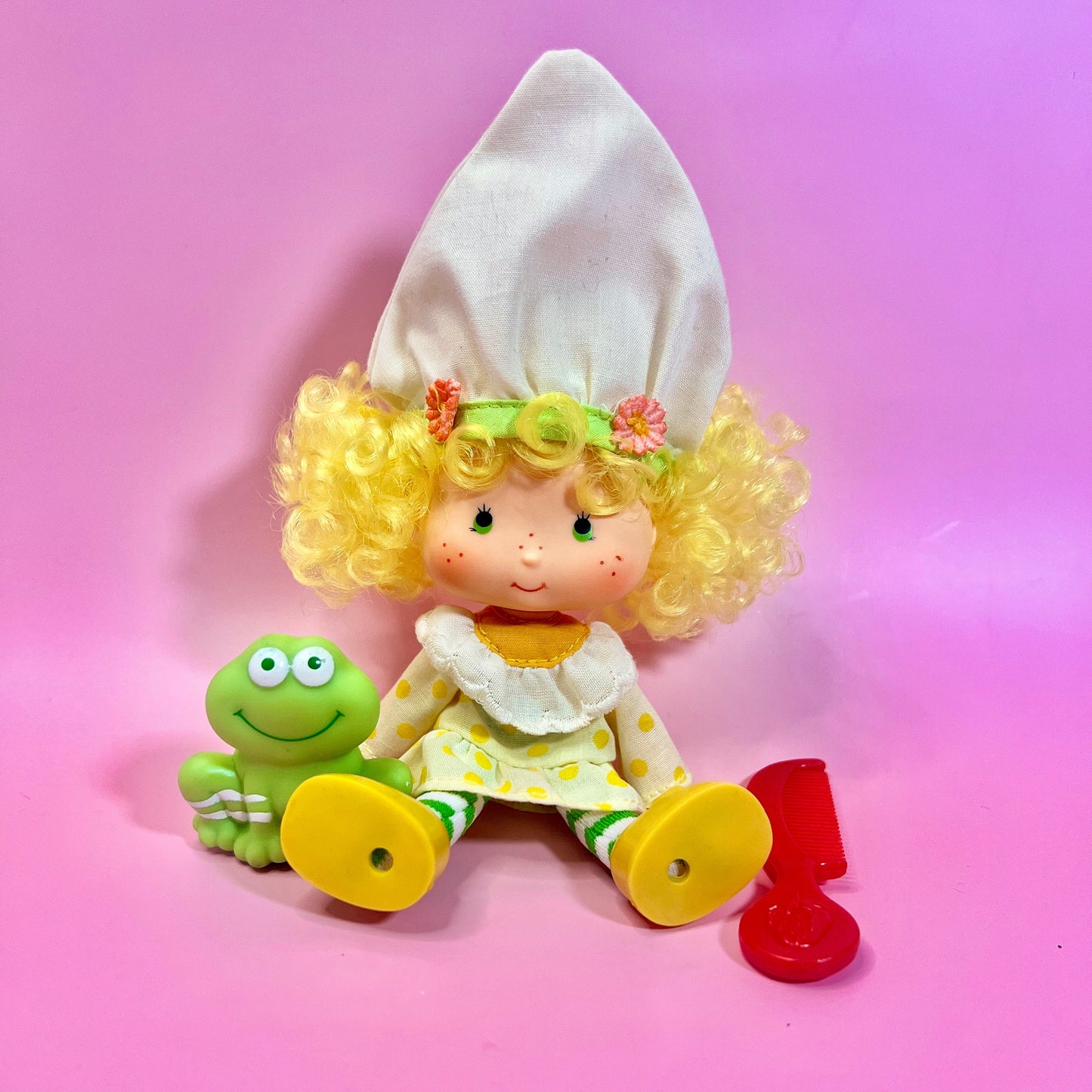 Vintage Lemon Meringue Strawberry Shortcake Doll with pet Frappe Frog! Optional SCENT sand Gift Wrap! - Dolly Magic