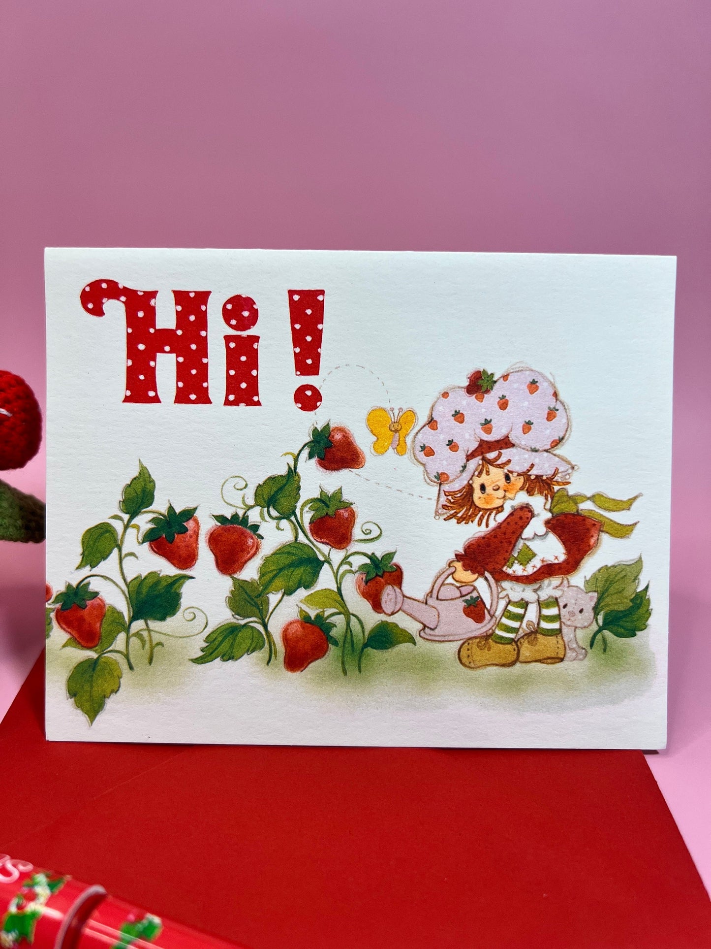 Vintage 1983 Strawberry Shortcake “Hi!” Note Card (blank inside) with Stickers and Envelope! - Dolly Magic