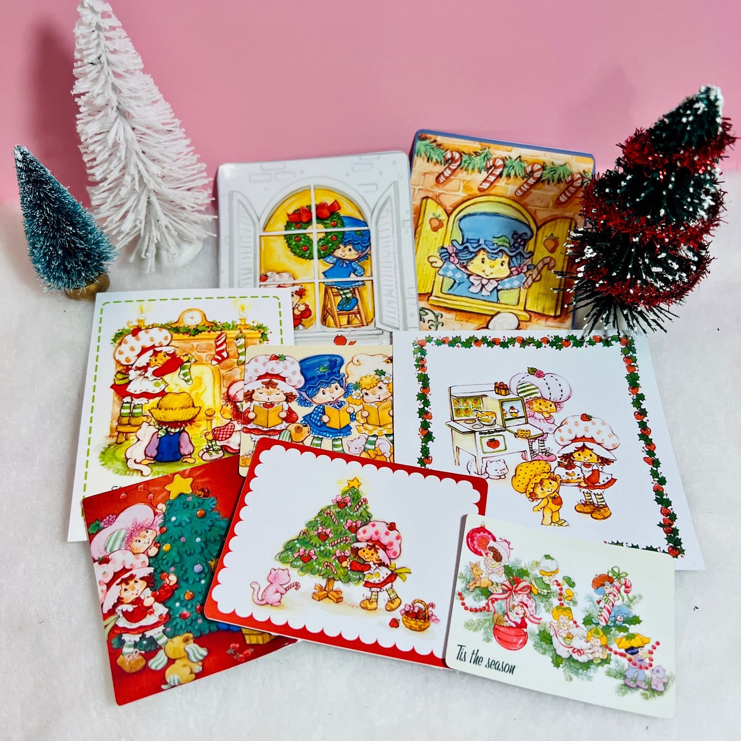 Vintage 1982 Strawberry Shortcake Christmas Greeting Card: Strawberry & Friends in the Snowy Woods - Dolly Magic