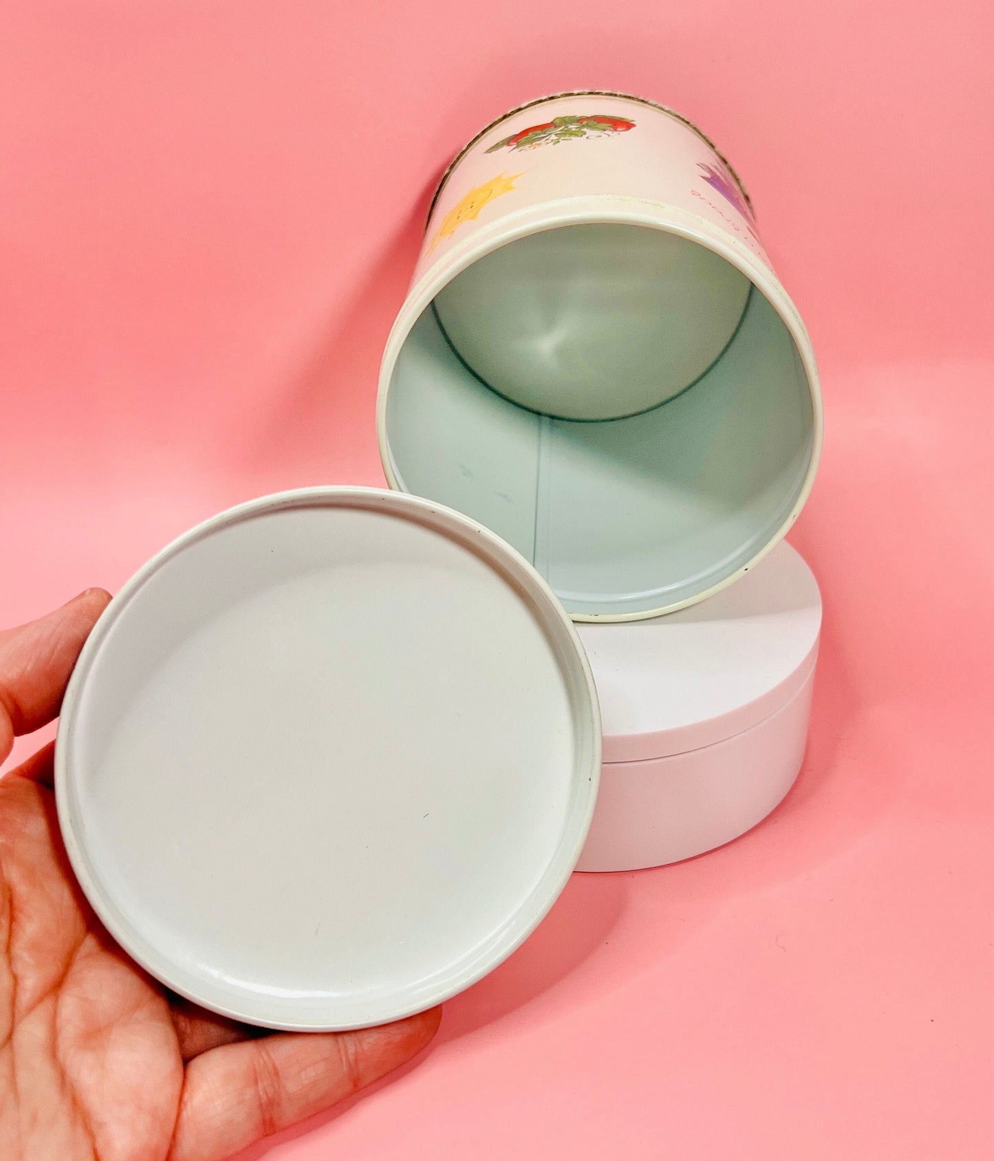 Vintage 1980s Strawberry Shortcake Tin Canister Collectible Retro 80s Kitchen Decor Featuring Strawberry Herself and Friends!