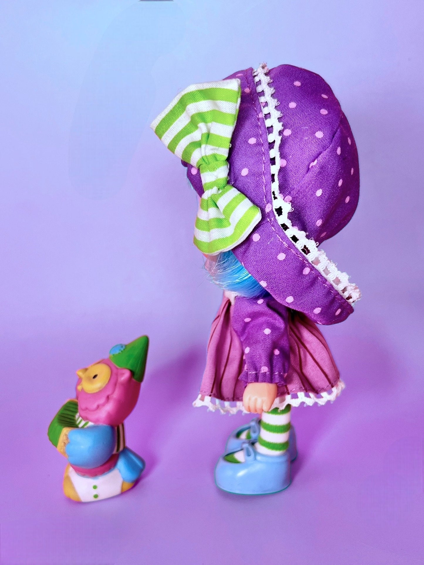 MINTY 1980s Plum Pudding Party Pleaser Doll with Pet Elderberry Owl from Strawberry Shortcake! Optional Scent and Gift Wrap!
