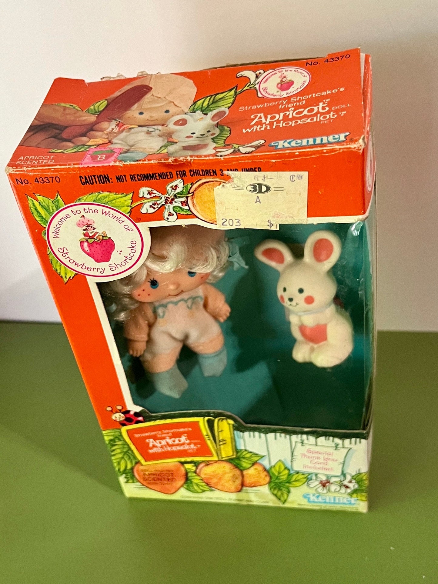 1980s Apricot Doll and Hopsalot with Original Box and Inserts - Item with Imperfections - See Description
