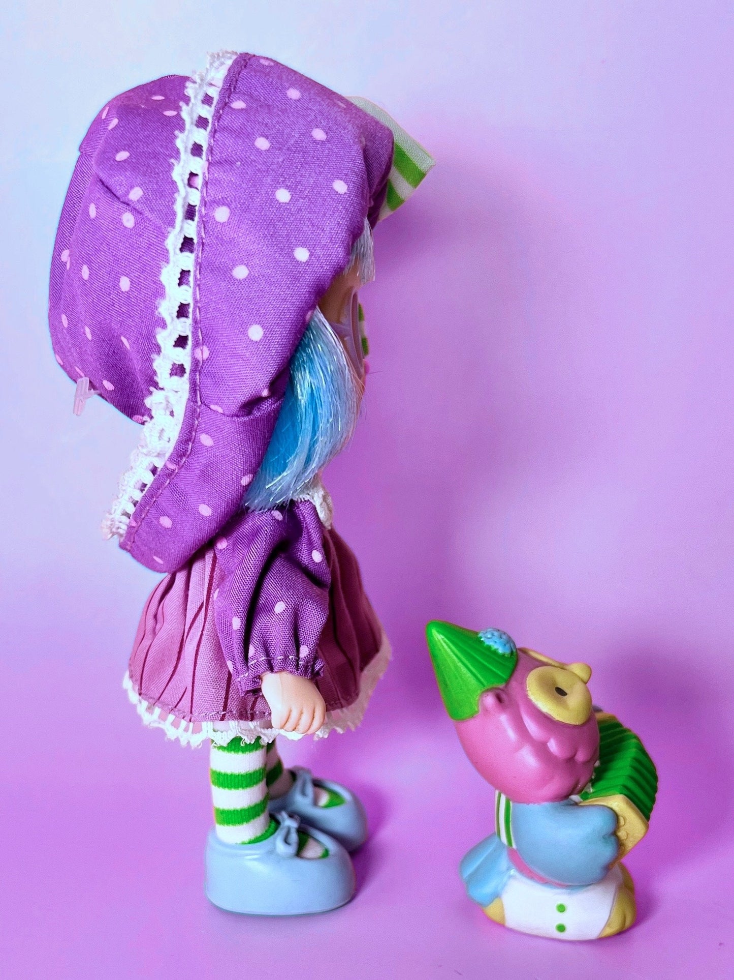 MINTY 1980s Plum Pudding Party Pleaser Doll with Pet Elderberry Owl from Strawberry Shortcake! Optional Scent and Gift Wrap!