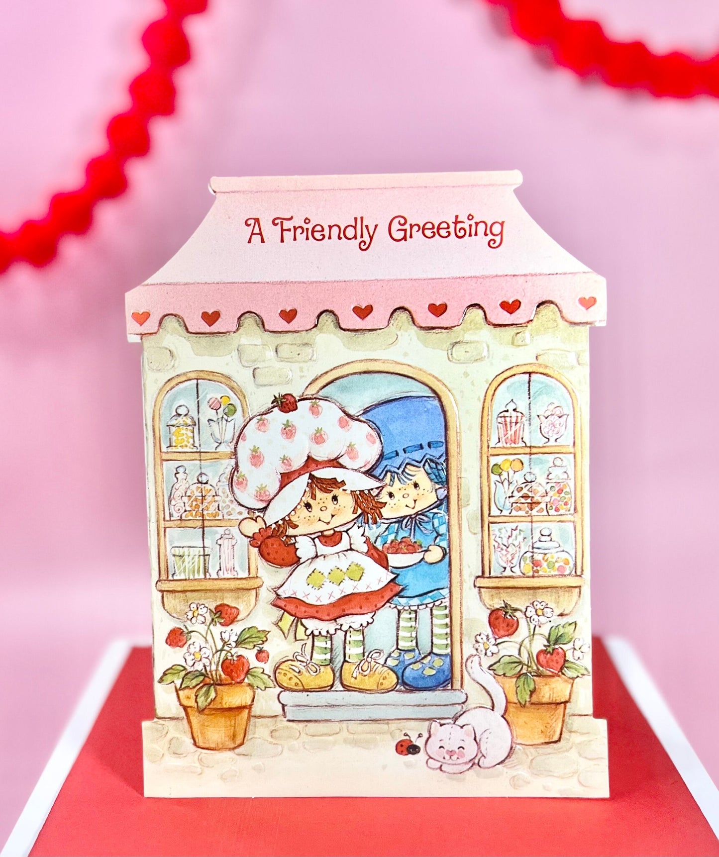 RARE Vintage Embossed 1983 Strawberry Shortcake Friendship Greeting Card with Strawberry Herself & Blueberry Muffin - Dolly Magic