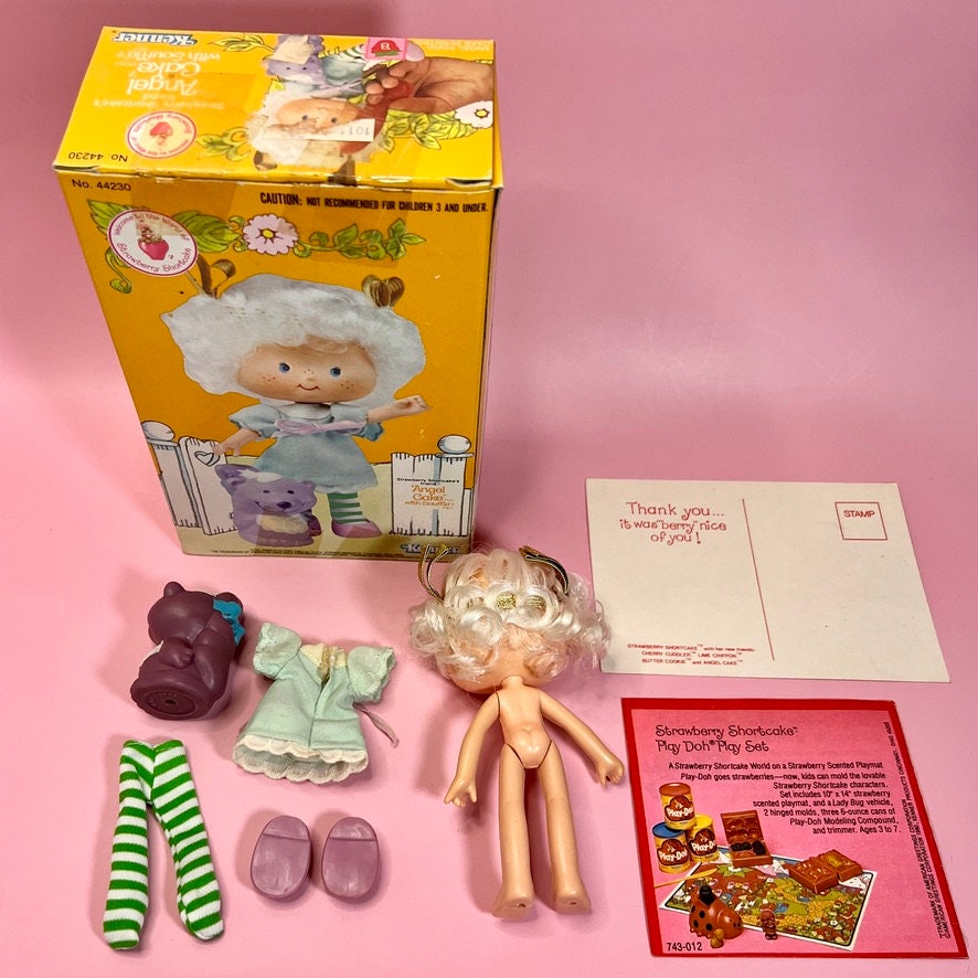 1980s Vintage Angel Cake Doll with pet Souffle Skunk from Strawberry Shortcake in Original Box! Optional SCENT and Gift Wrap Available! - Dolly Magic