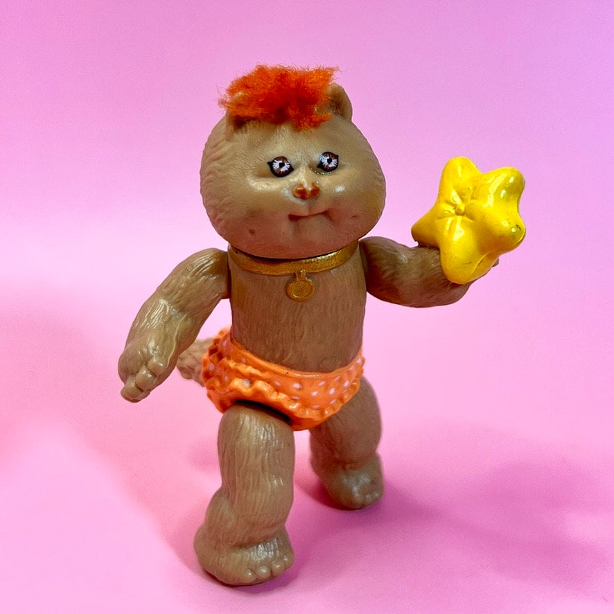 Vintage 1984 Cabbage Patch Kids KOOSAS Poseable 3.5 inch Figurine - Brown with Orange Hair/Diaper "KOOSAS" - Dolly Magic