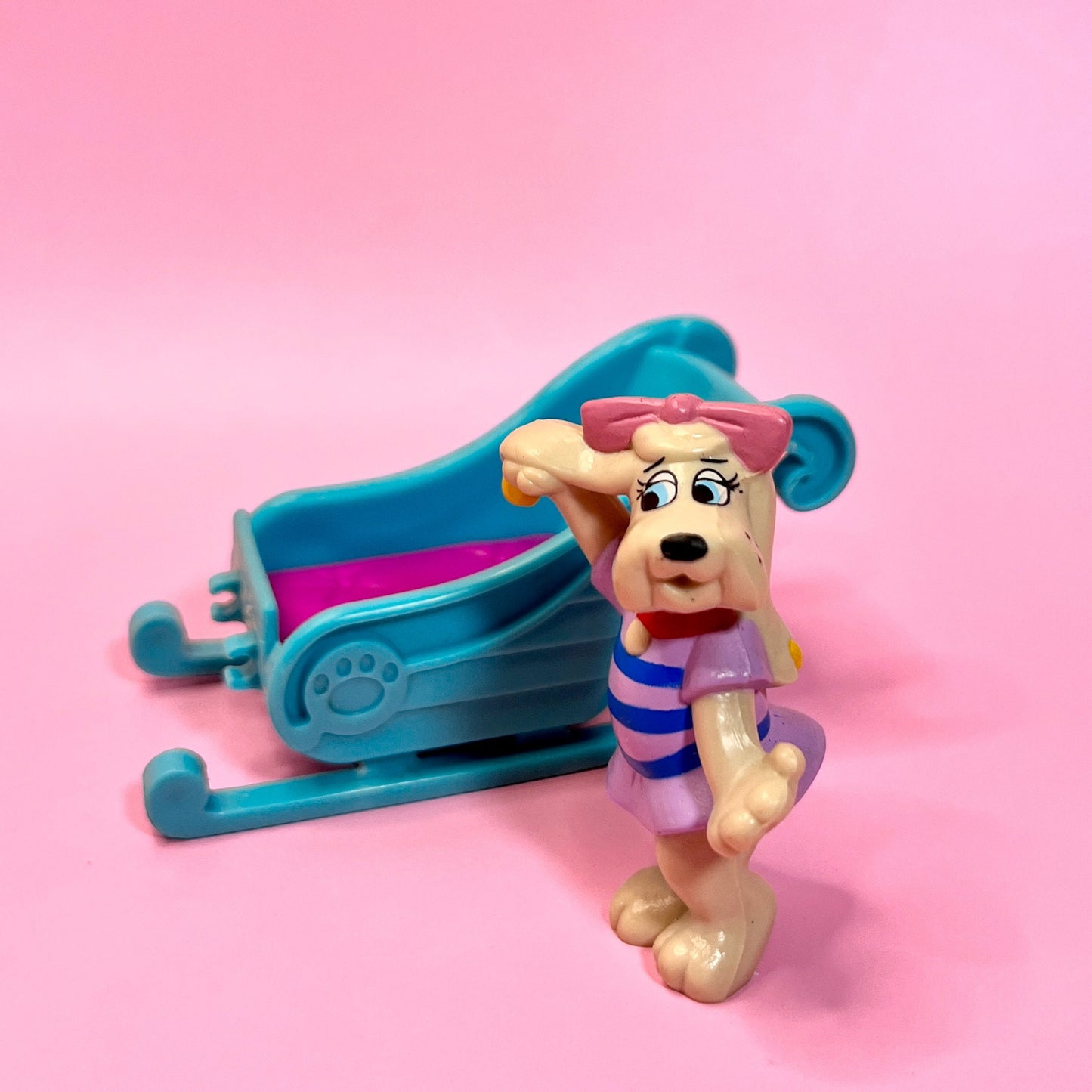 Vintage 1985 Pound Puppies Figurine Girl with Sleigh - Dolly Magic