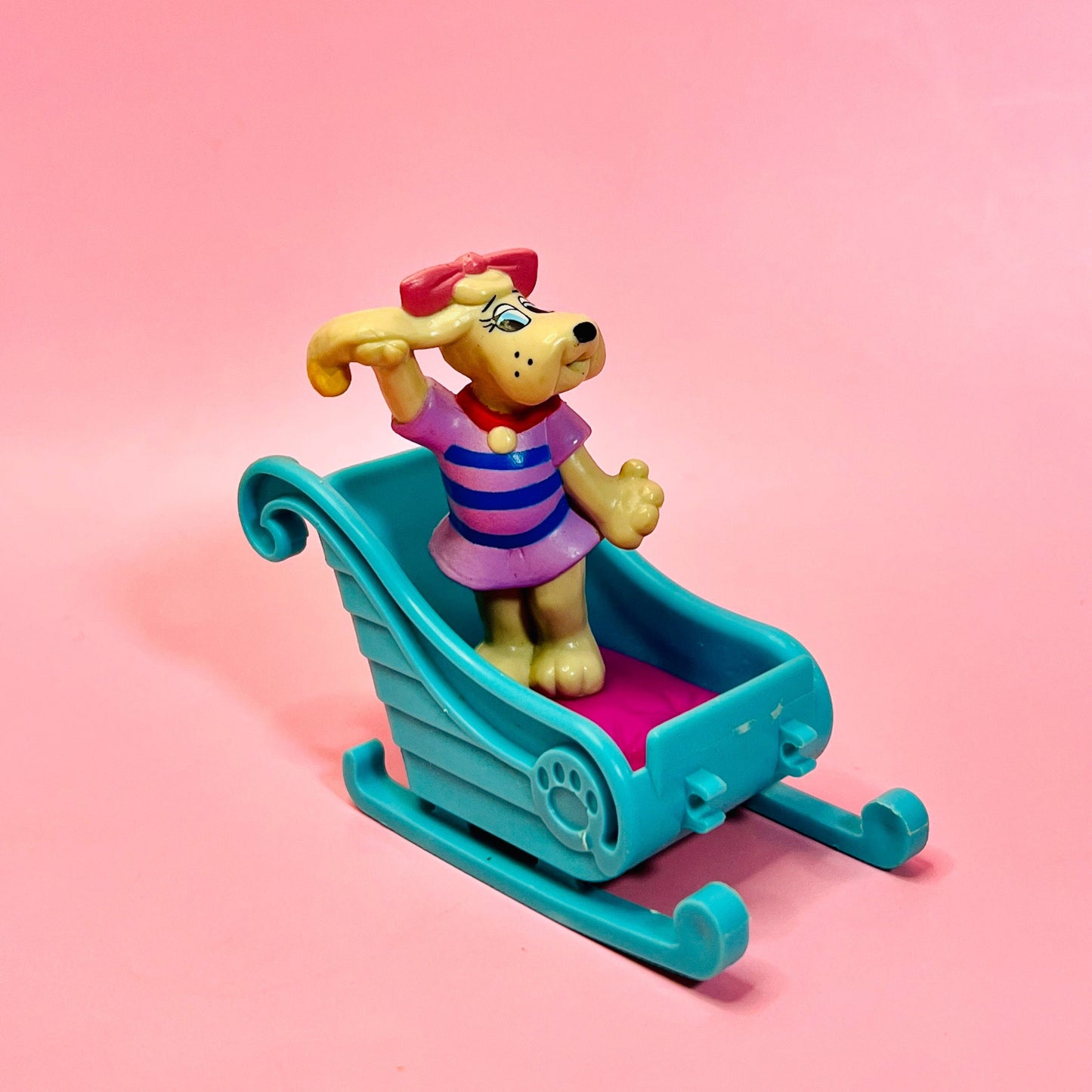 Vintage 1985 Pound Puppies Figurine Girl with Sleigh - Dolly Magic