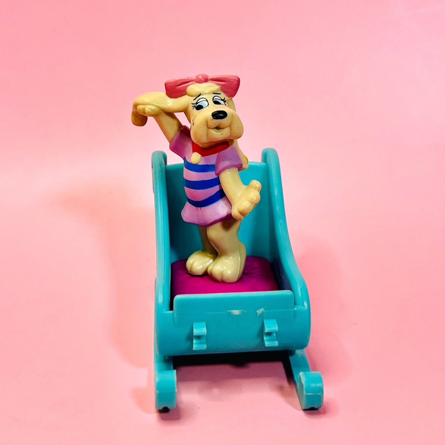 Vintage 1985 Pound Puppies Figurine Girl with Sleigh - Dolly Magic