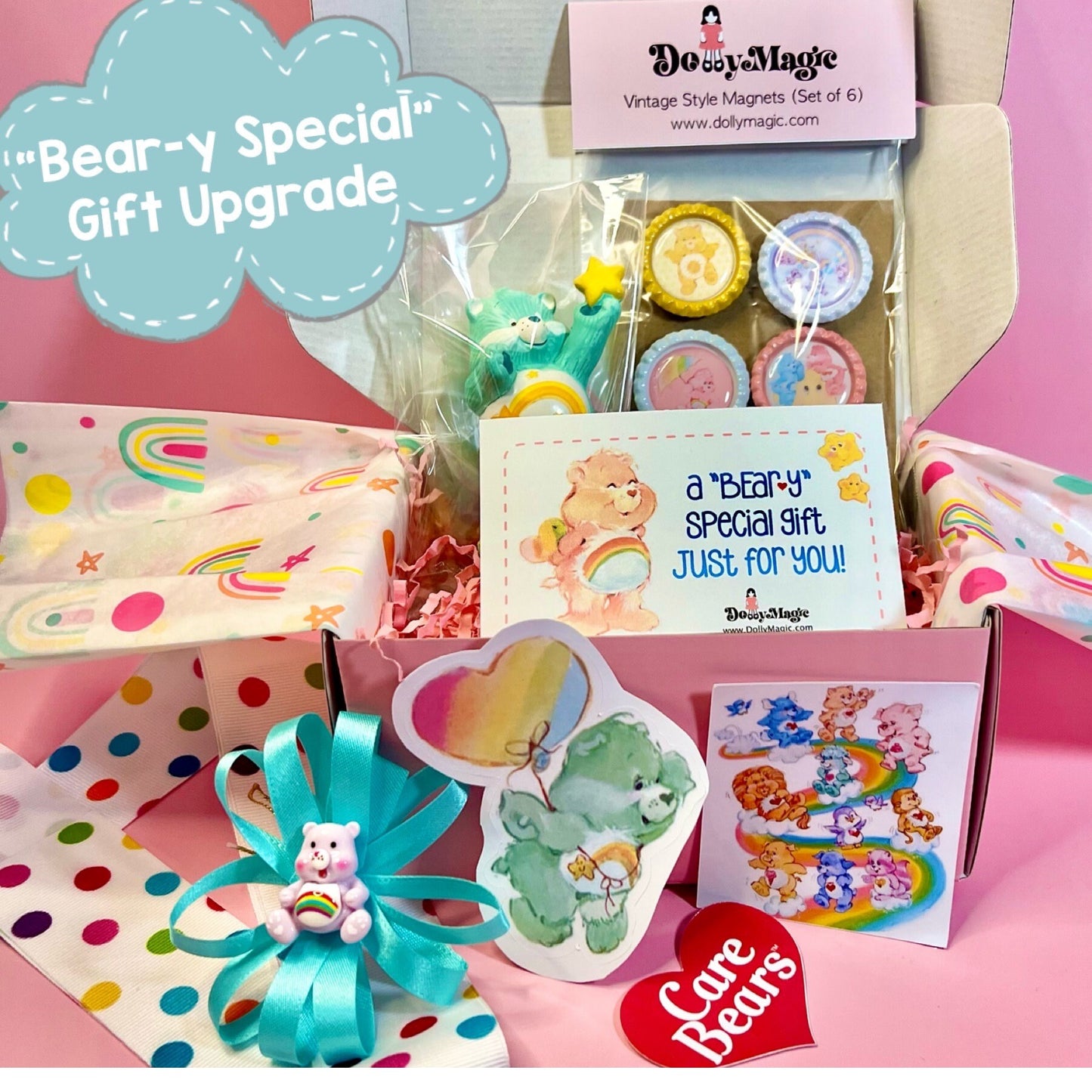 LOVE-a-LOT BEAR (with Heart Balloon)! 1984 Vintage Care Bears Porcelain Figurine. “Bear-y Special” Gift Upgrade Available! - Dolly Magic