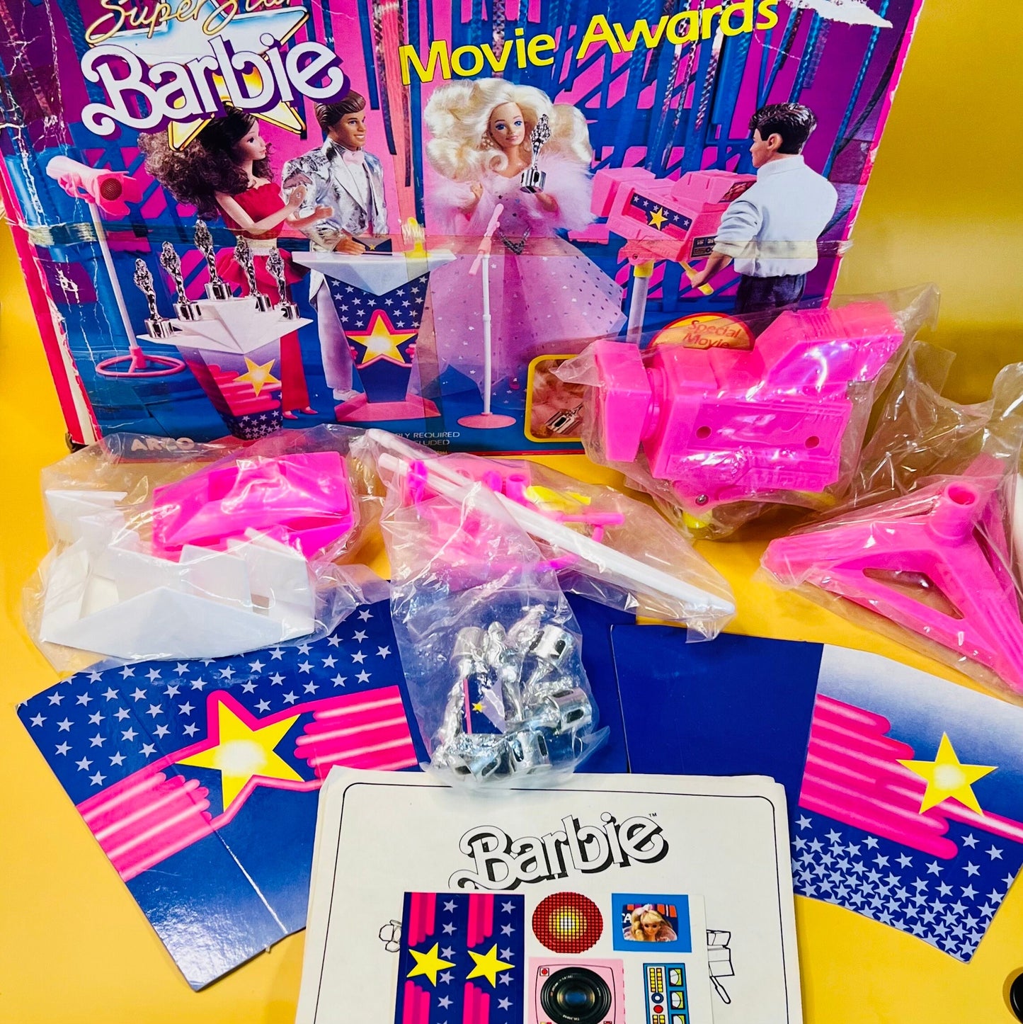 Vintage 1988 "SuperStar Barbie" Movie Awards Playset - 100% Complete and Never Assembled (Open Box but Sealed Bags)! - Dolly Magic