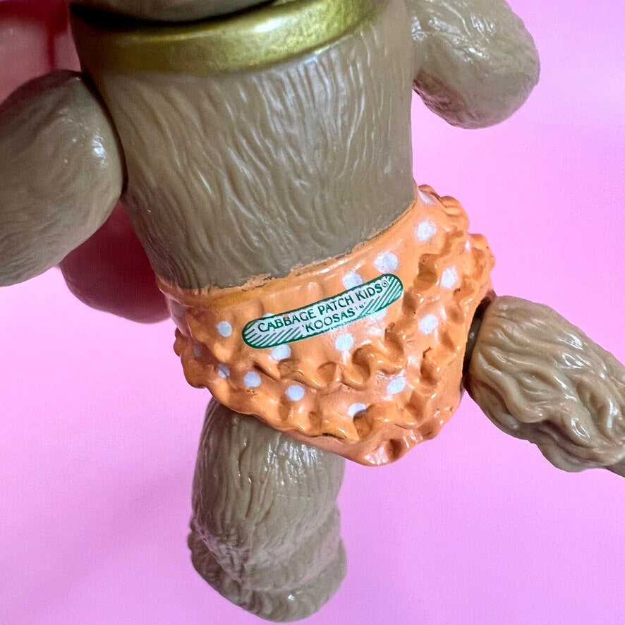 Vintage 1984 Cabbage Patch Kids KOOSAS Poseable 3.5 inch Figurine - Brown with Orange Hair/Diaper "KOOSAS" - Dolly Magic