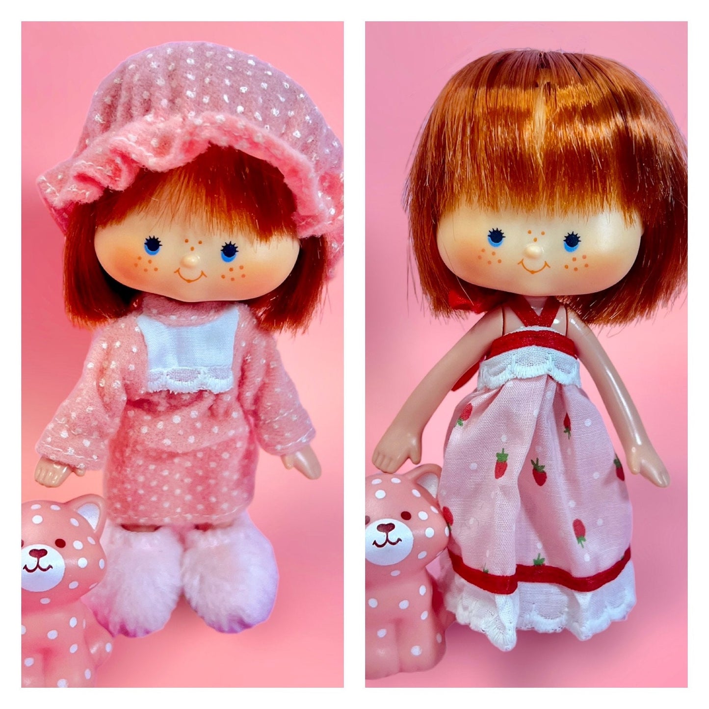 BERRY Pretty in Pink! Vintage Strawberry Shortcake Gift Package with 1979 Original Flat Hands Doll, Custard, 3 outfits & keepsake box! - Dolly Magic