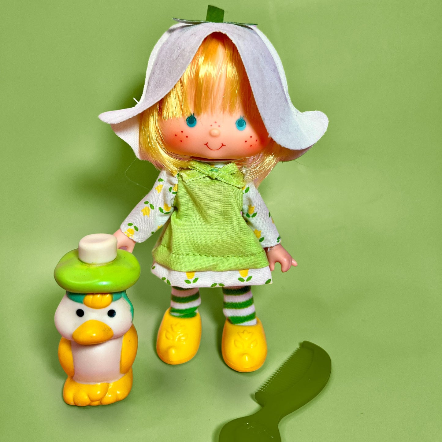 1980s Vintage Mint Tulip Doll with pet Marsh Mallard from Strawberry Shortcake! Optional SCENT and Gift Wrap! - Dolly Magic
