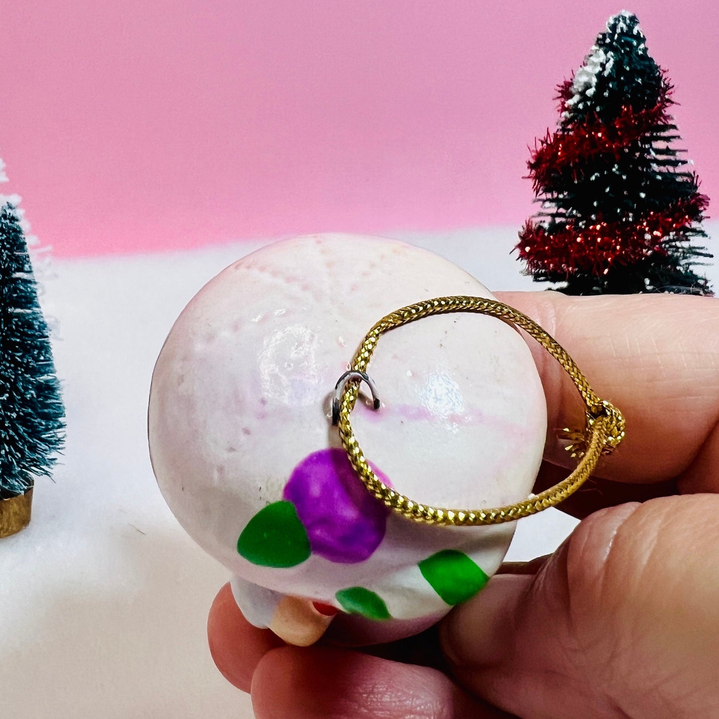 1982 Vintage Strawberry Shortcake Ceramic Christmas Ornament: Raspberry Tart Ice Skating - Dolly Magic