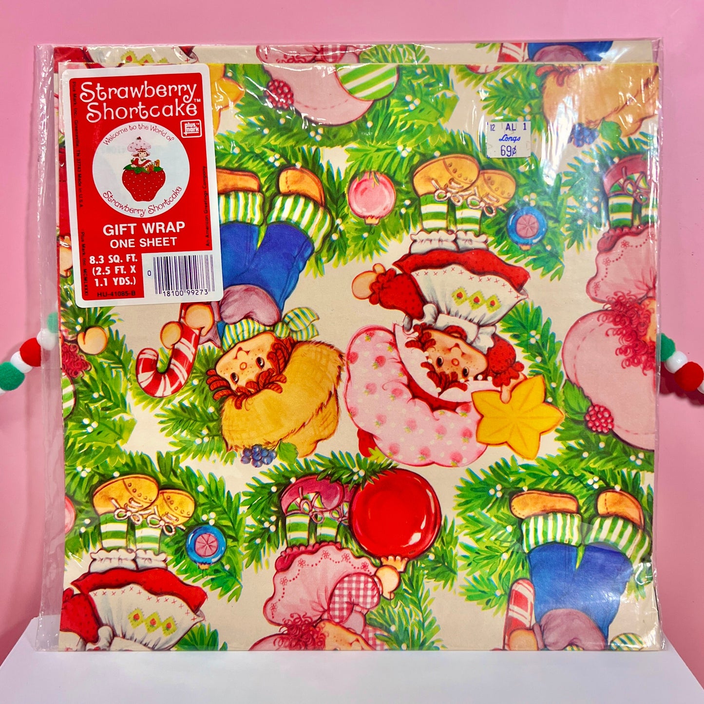 RARE Sealed 1981 Strawberry Shortcake Vintage Christmas Wrapping Paper - Dolly Magic